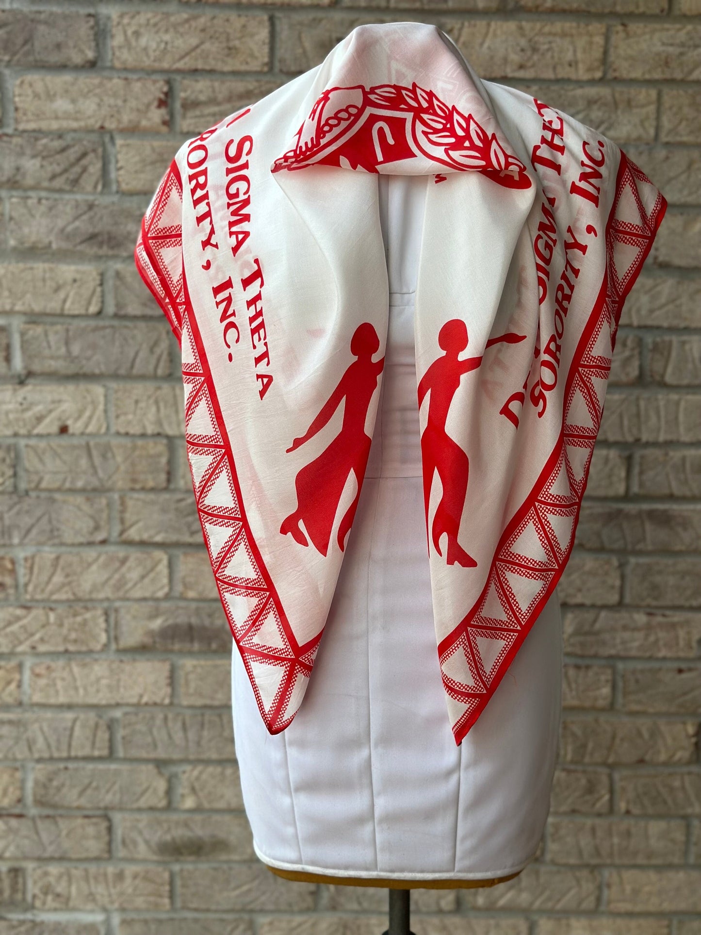 Delta Sigma Theta (ΔΣΘ) Sorority Square Viscose Scarf/ muffler/Wrap around/ Stole/ Boho/Shawl Red Color, For Women, Made in India