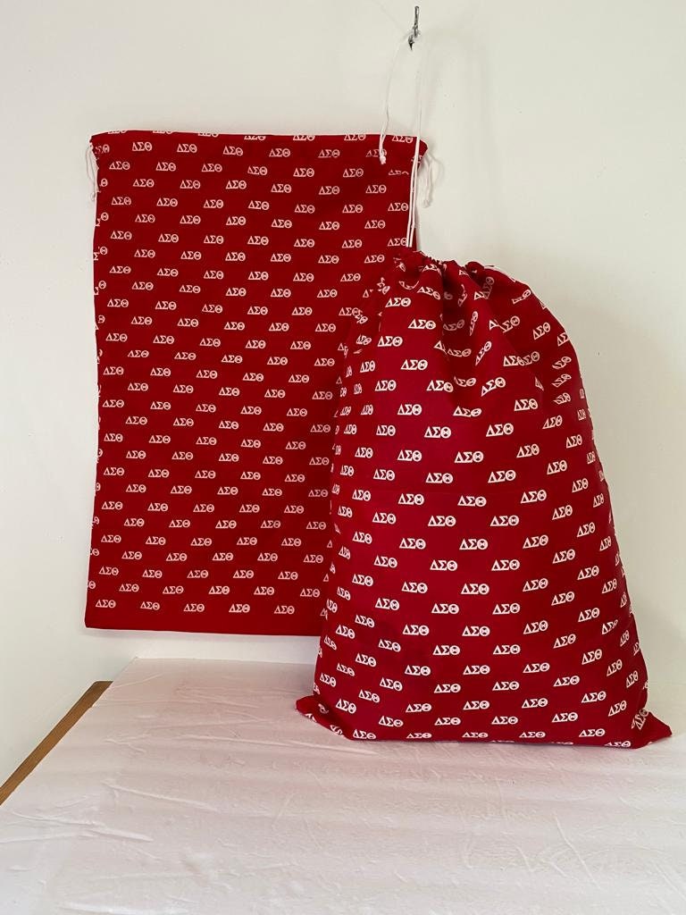 Delta Sigma Theta ΔΣΘ Sorority Polyester Fabric waterproof Laundry Bag/ Storage bag/ Laundry tote/ Travel Bag with drawstring reusable bag.