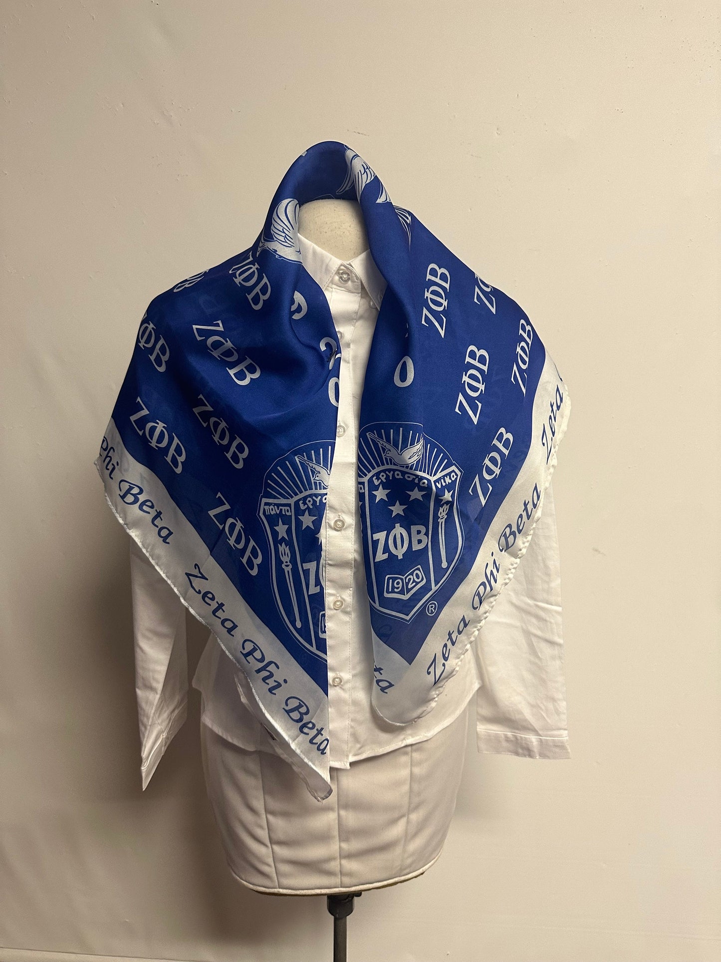 Zeta Phi Beta (ZOB) Sorority Long Oblong Scarf/ muffler/Wrap around/ Stole/ Boho/Shawl Blue Color, For Women, Made in India