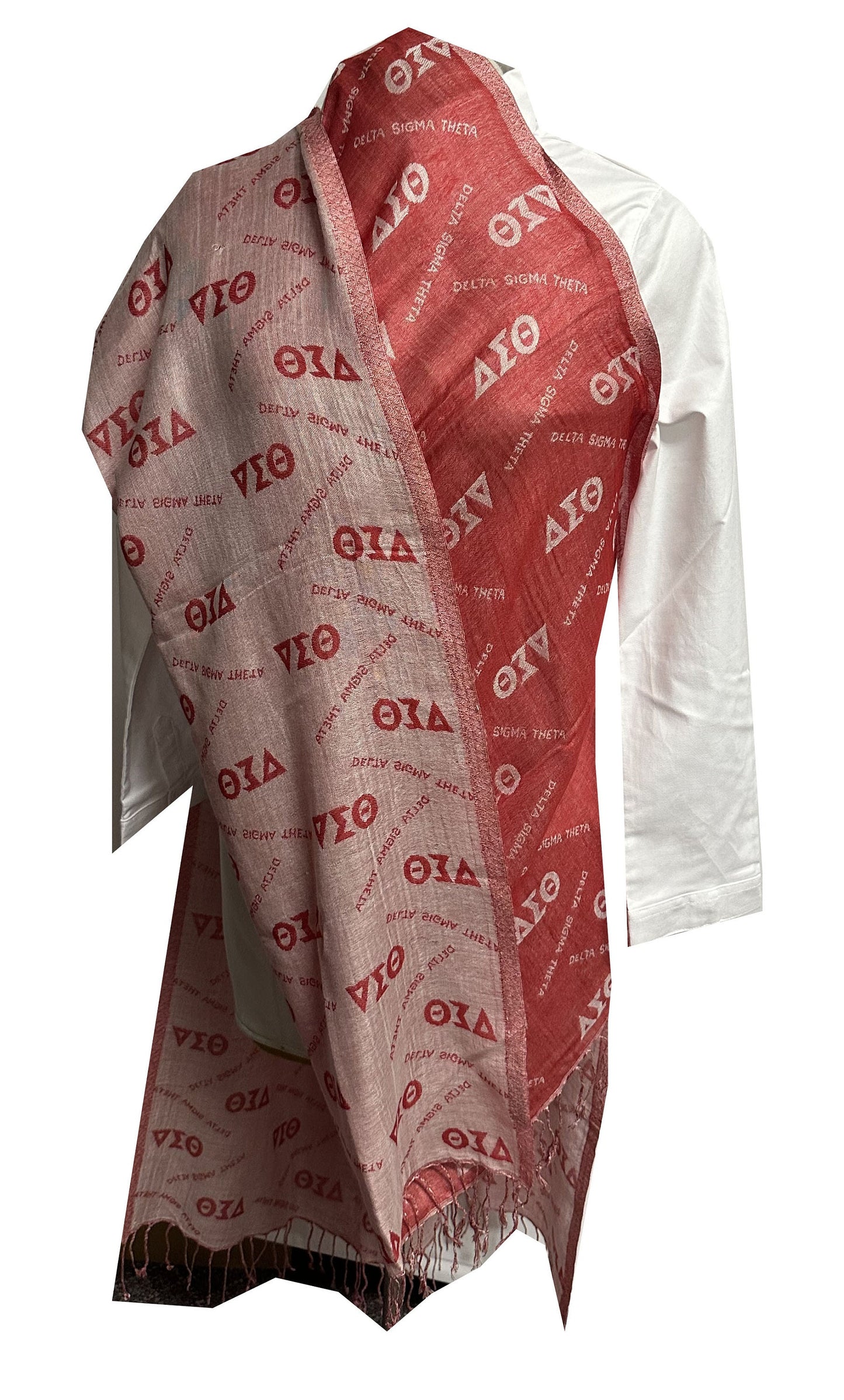 Delta Sigma Theta (ΔΣΘ) Sorority Reversible Shawl/Scarf/ muffler/Wrap around/ Stole/ Boho with DST Letters Red Color, For Women