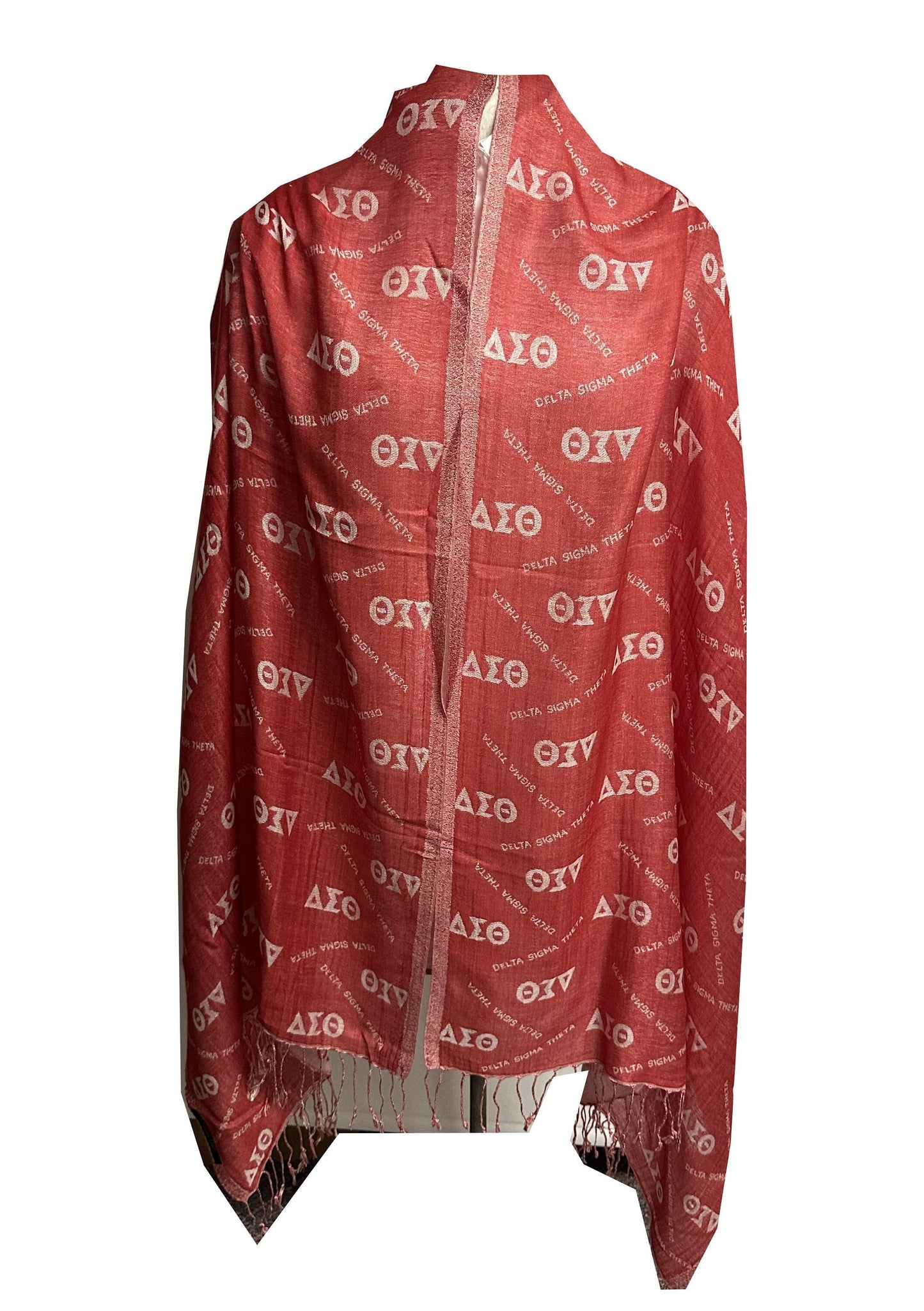 Delta Sigma Theta (ΔΣΘ) Sorority Reversible Shawl/Scarf/ muffler/Wrap around/ Stole/ Boho with DST Letters Red Color, For Women