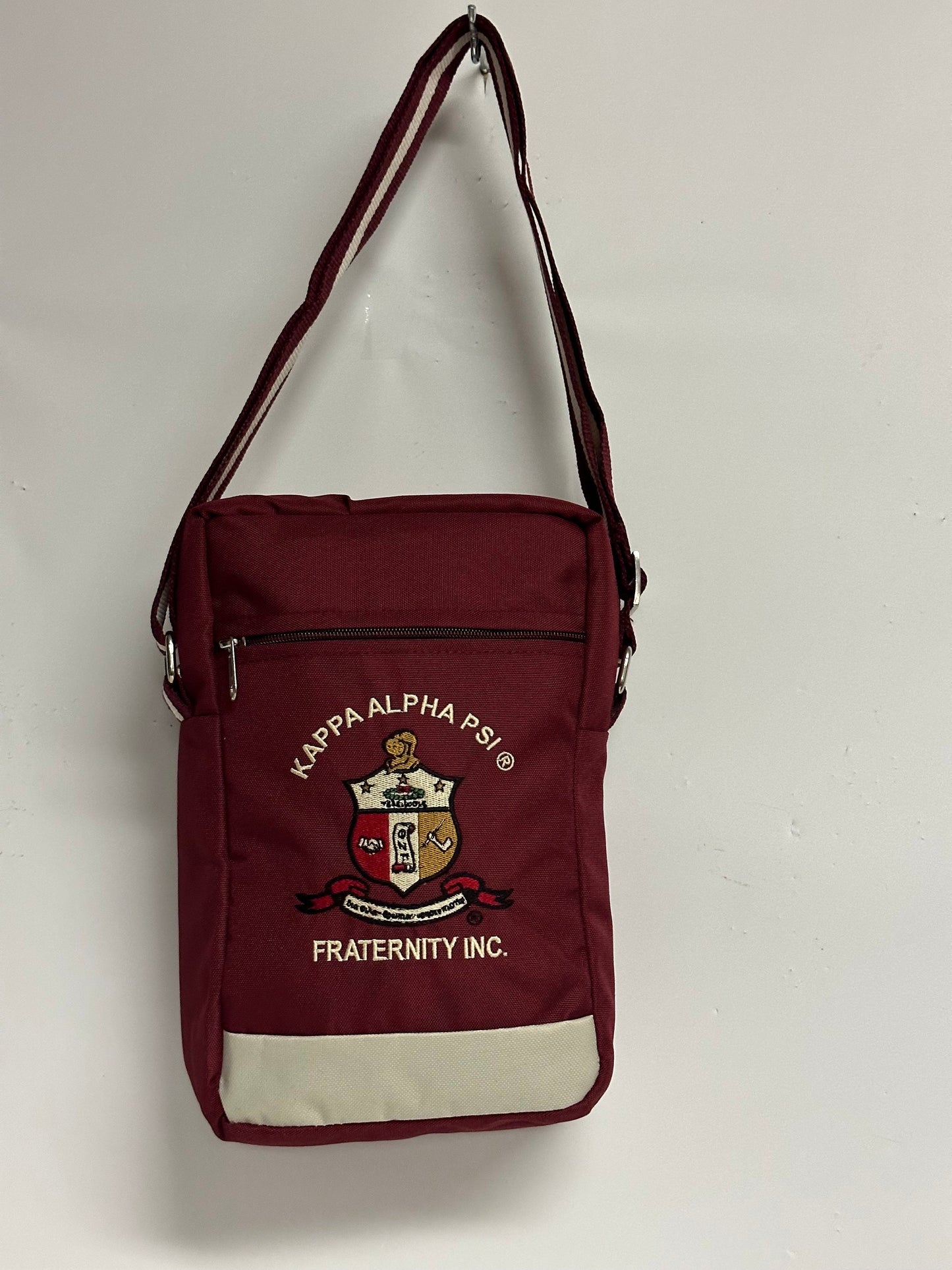 Kappa Alpha Psi (KAY) Fraternity, single Shoulder Crossbody Sling/Shoulder SIDE bag, Embroidered Organizational Shield in Front