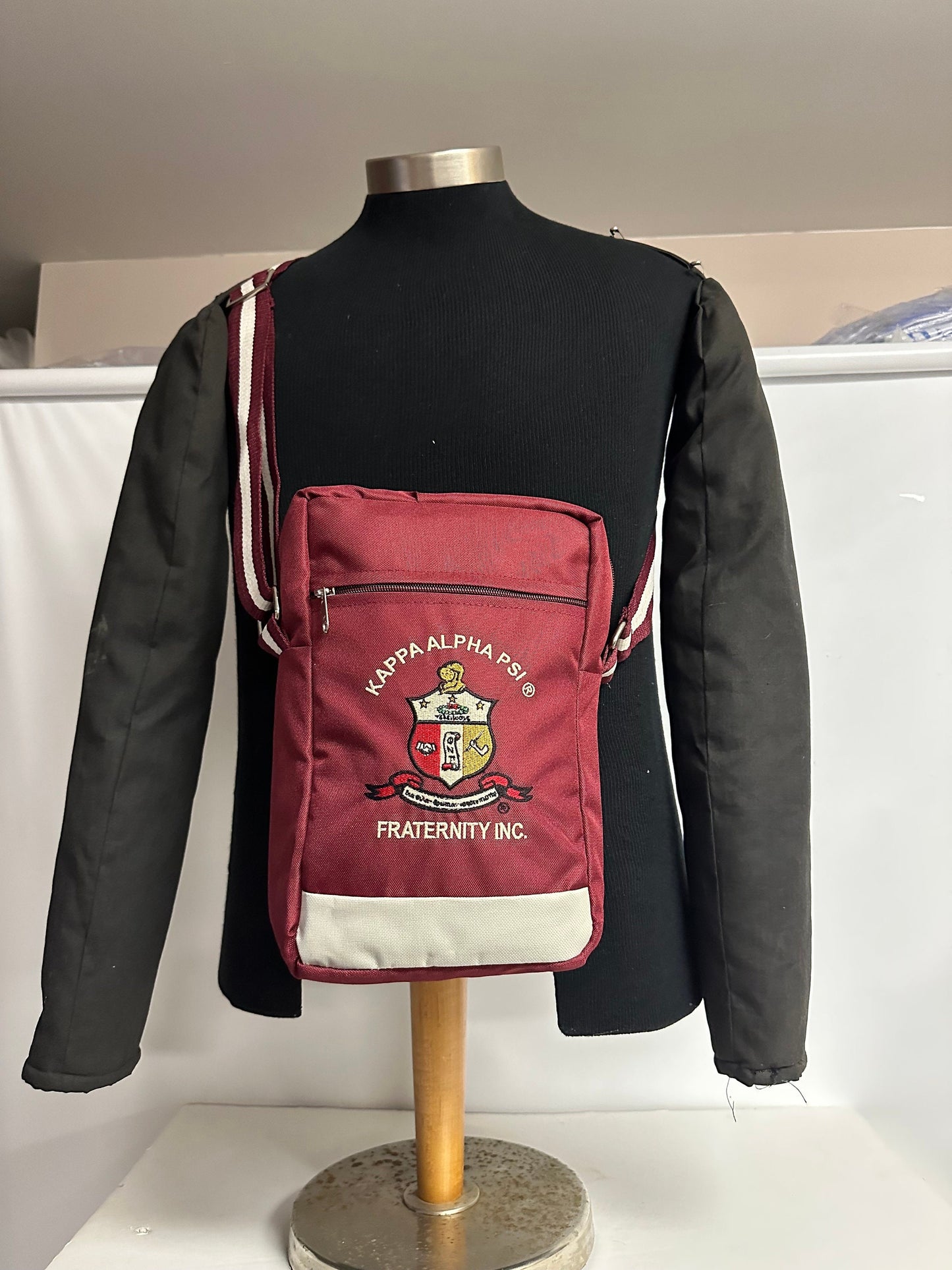 Kappa Alpha Psi (KAY) Fraternity, single Shoulder Crossbody Sling/Shoulder SIDE bag, Embroidered Organizational Shield in Front