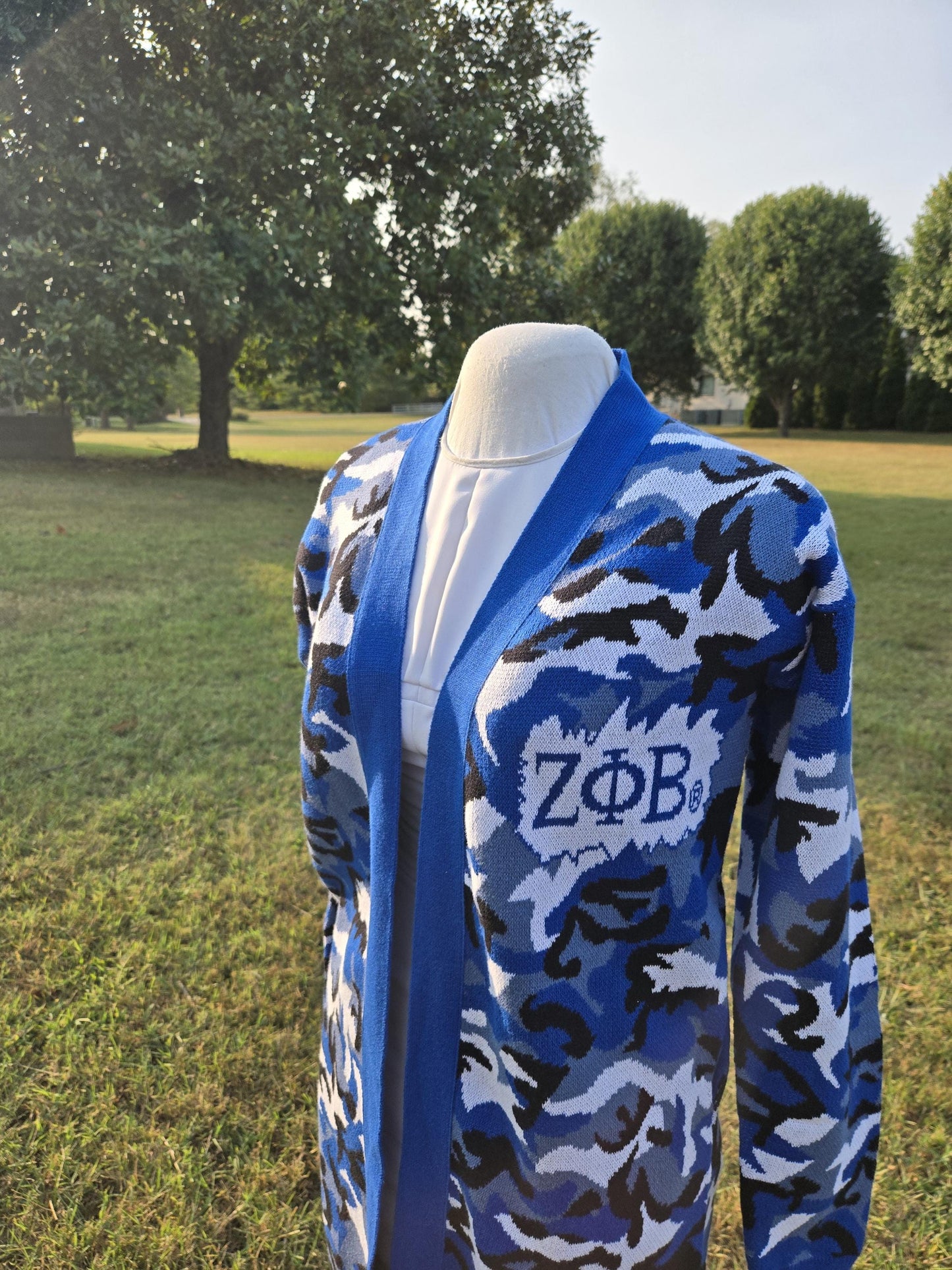 Zeta Phi Beta (ZOB) Camo Sweater/Cardigan for Zeta soror- stay warm in Style this WINTER- Exclusive Item for this winter!