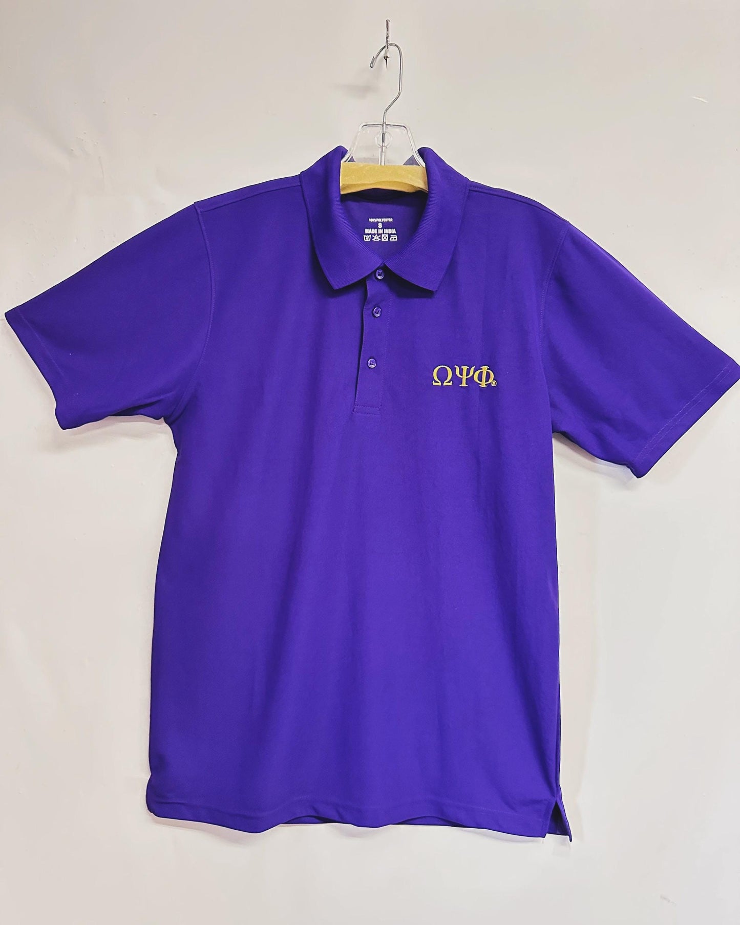 Omega Psi Phi (ΩΨΦ) Fraternity, Purple Polyester Polo T-Shirt for Men