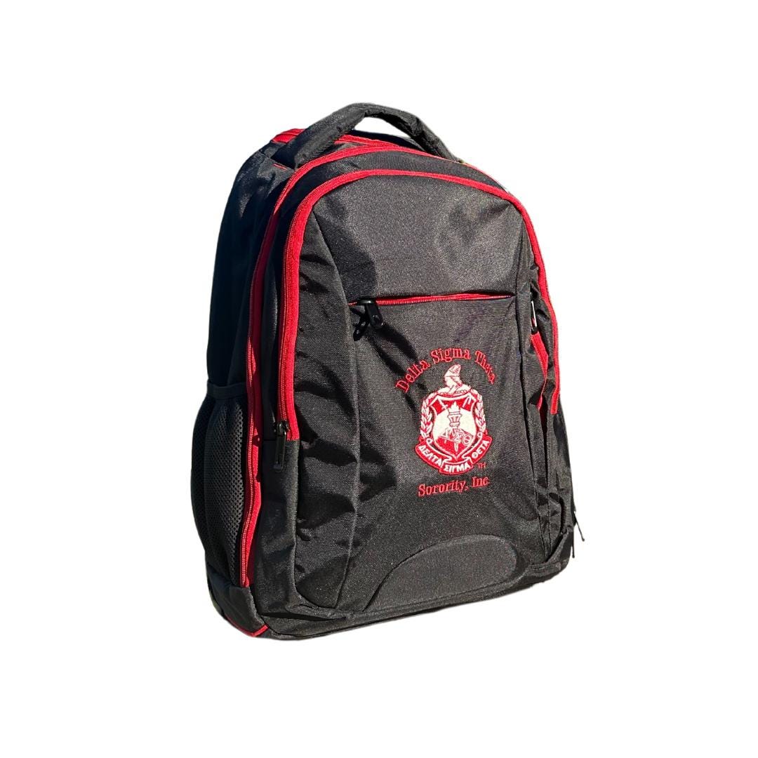 Delta Sigma Theta (DST) Backpack on the wheels, with laptop sleeves and several zips to put your stuff, for Delta sorors who loves to travel