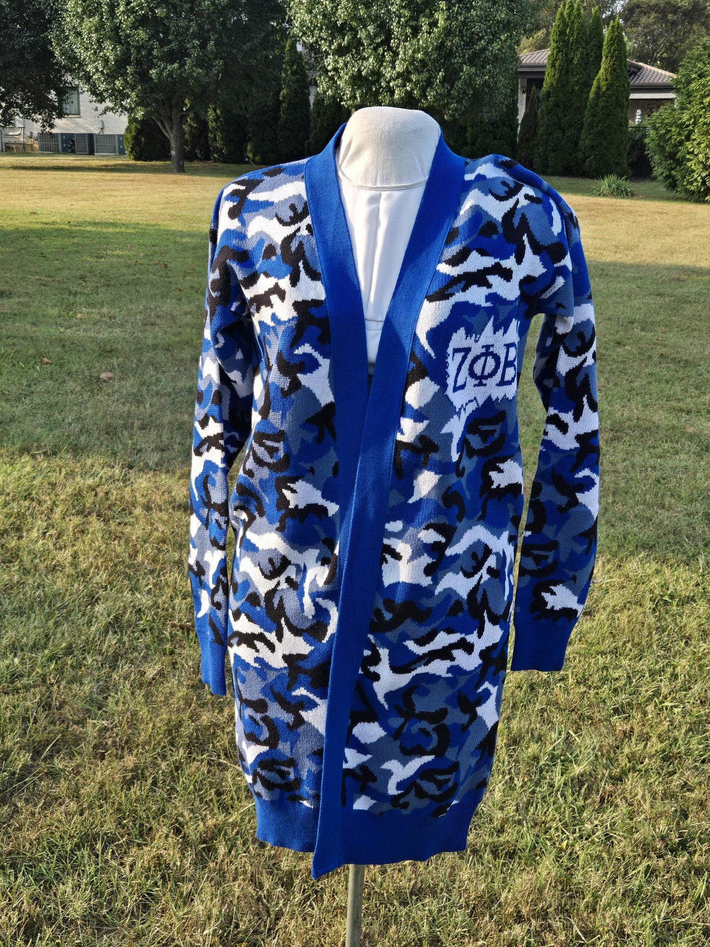 Zeta Phi Beta (ZOB) Camo Sweater/Cardigan for Zeta soror- stay warm in Style this WINTER- Exclusive Item for this winter!