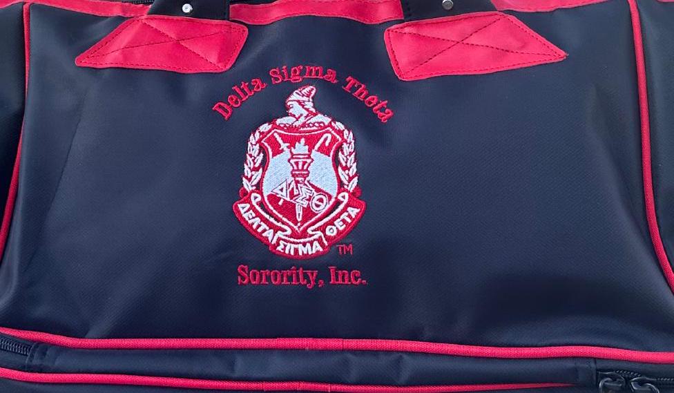 Delta Sigma Theta Pilot bag with Trolley, black and red- Luggage/cabin Bag for travelling.- authorized vendor