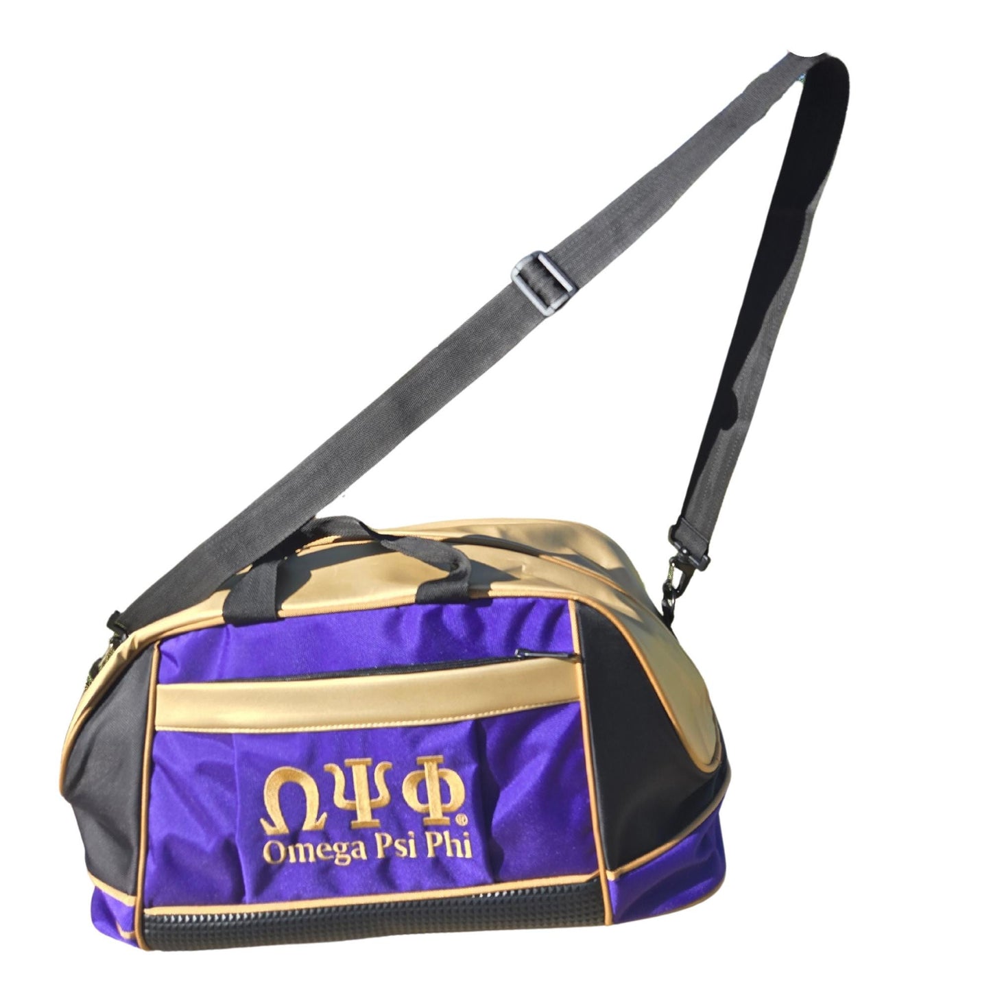 Omega Psi Phi Fraternity Royal Purple & Old Gold color GYM/ Duffle/ Bag for men