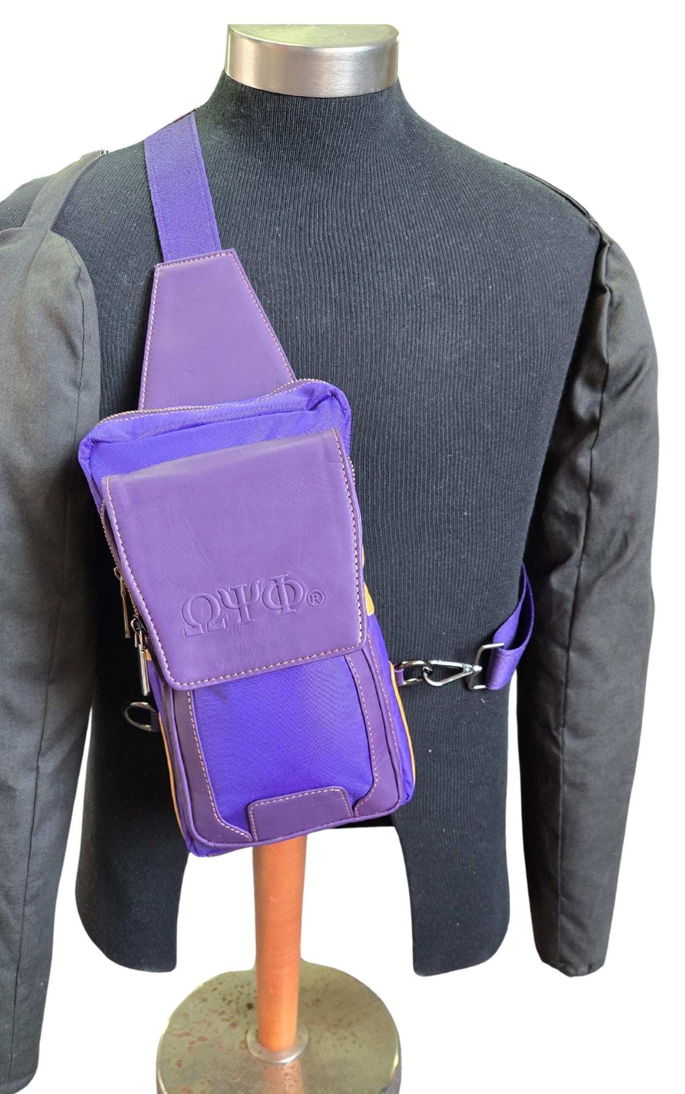 Omega Psi Phi (ΩΨΦ) Fraternity, Leather single Shoulder Crossbody Sling bag