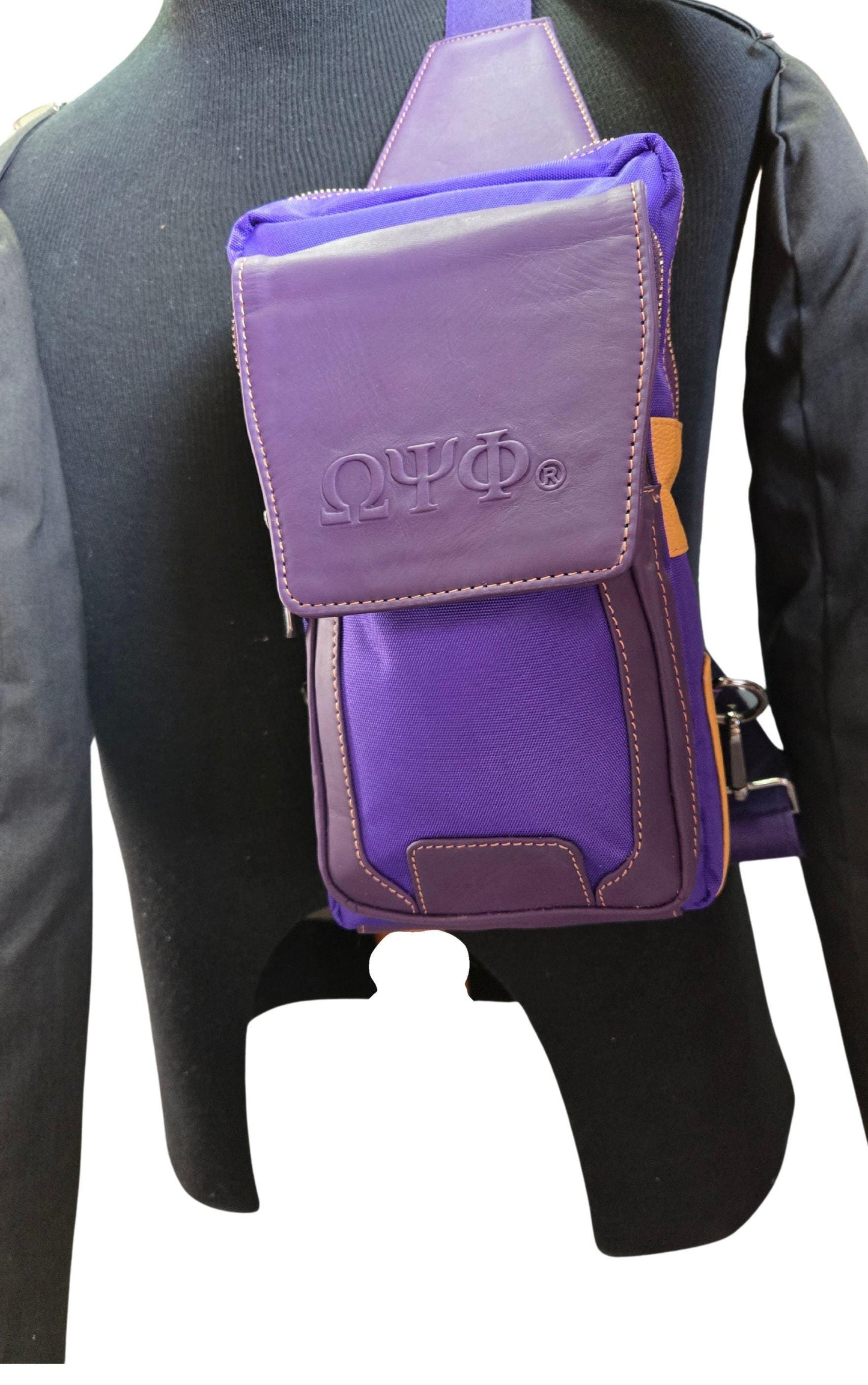 Omega Psi Phi (ΩΨΦ) Fraternity, Leather single Shoulder Crossbody Sling bag