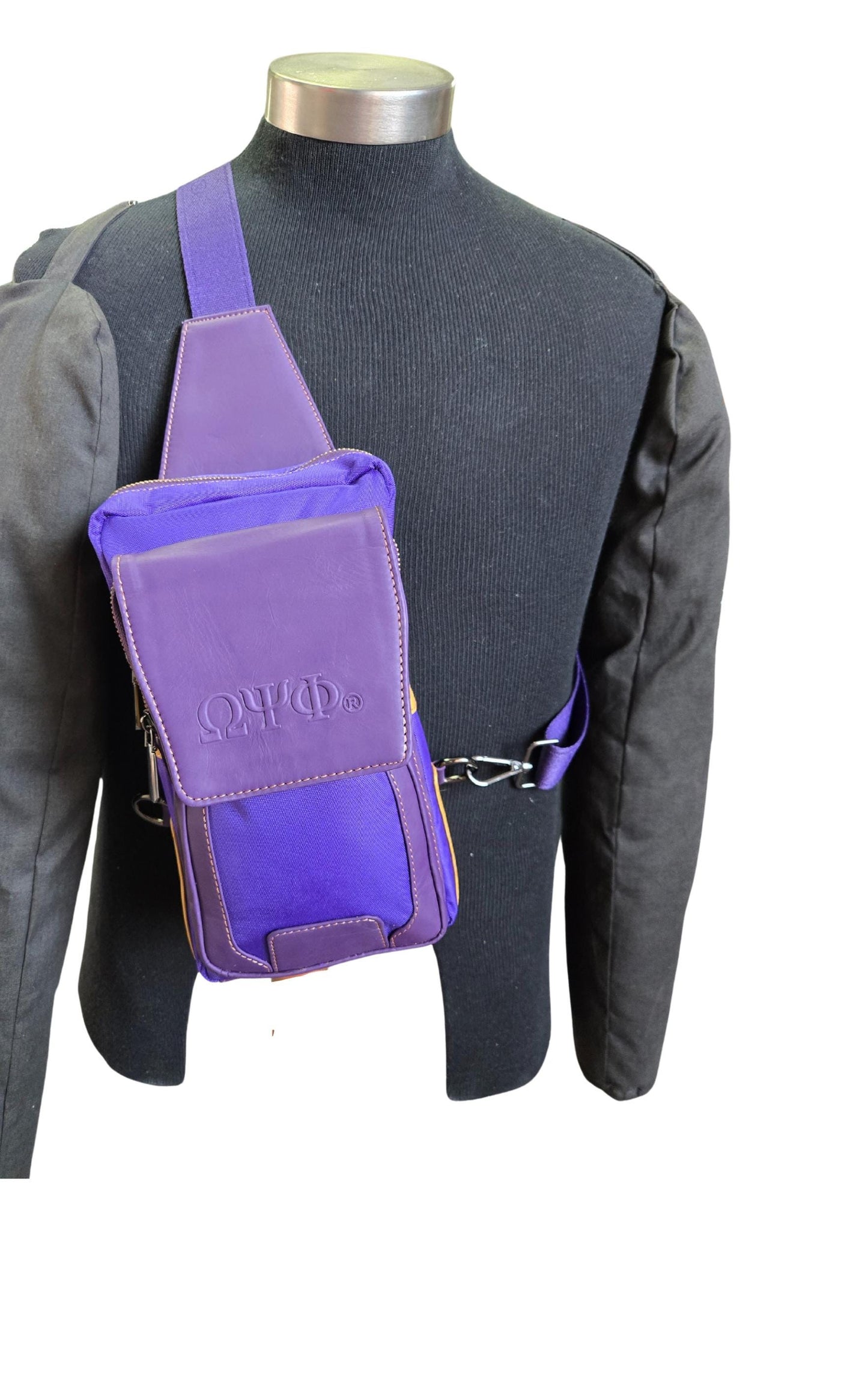 Omega Psi Phi (ΩΨΦ) Fraternity, Leather single Shoulder Crossbody Sling bag