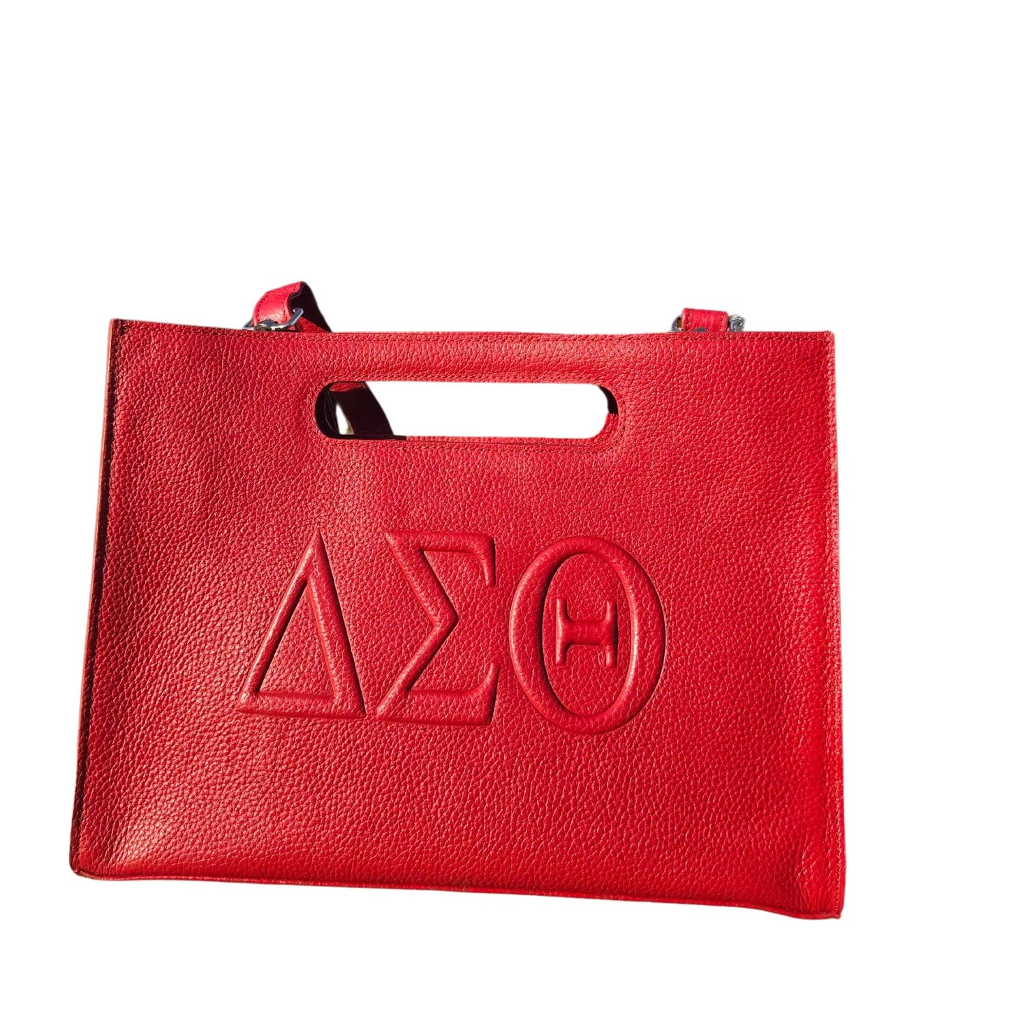 Delta Sigma Theta (ΔΣΘ) Red Leather Tote Bag Perfect for College Students and Professional Women, best premium quality gift for loved ones
