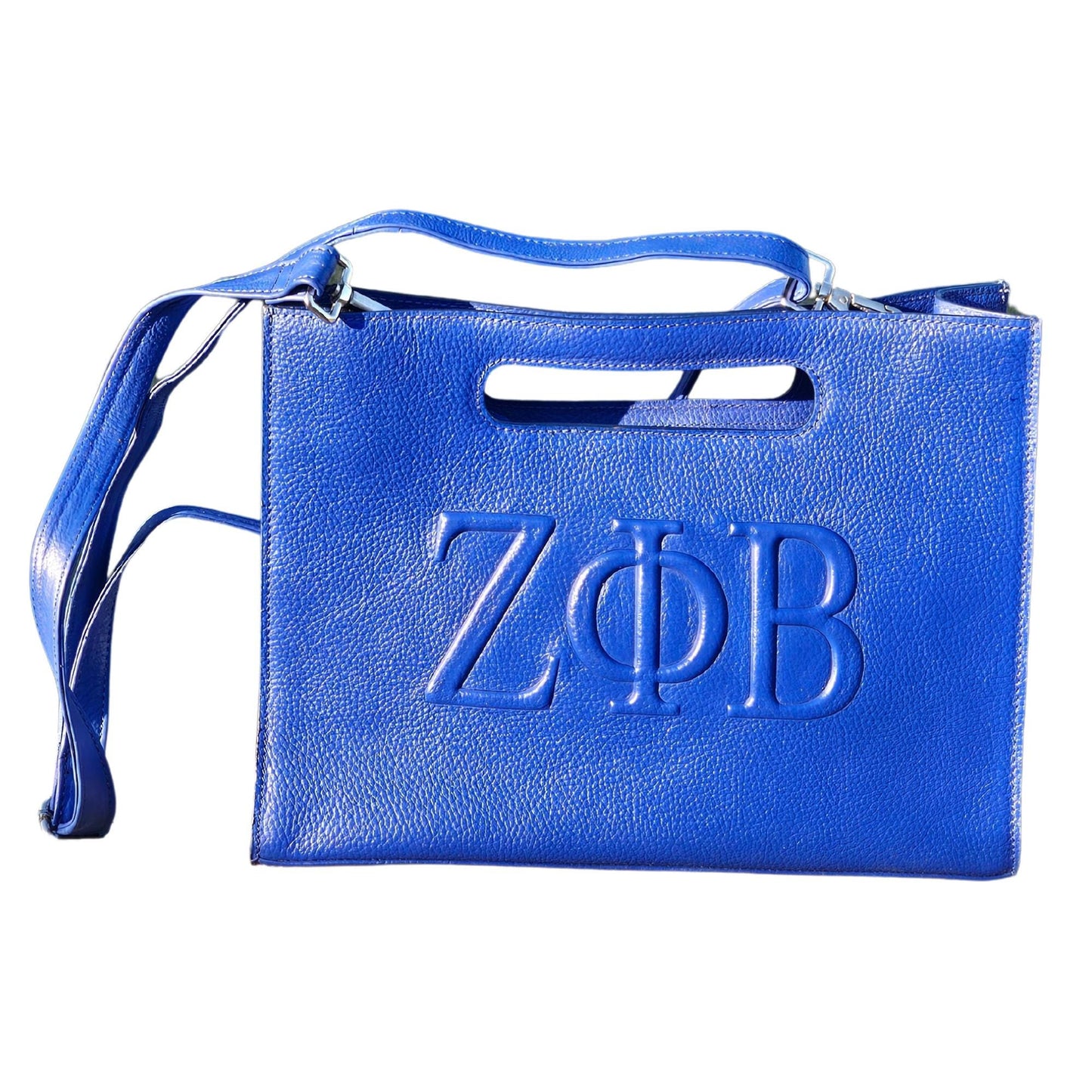 Zeta Phi Beta (ΖΦΒ) Pure Cowhide Leather Tote Bag Perfect for College Student & Professional Women, best premium quality gift for loved ones