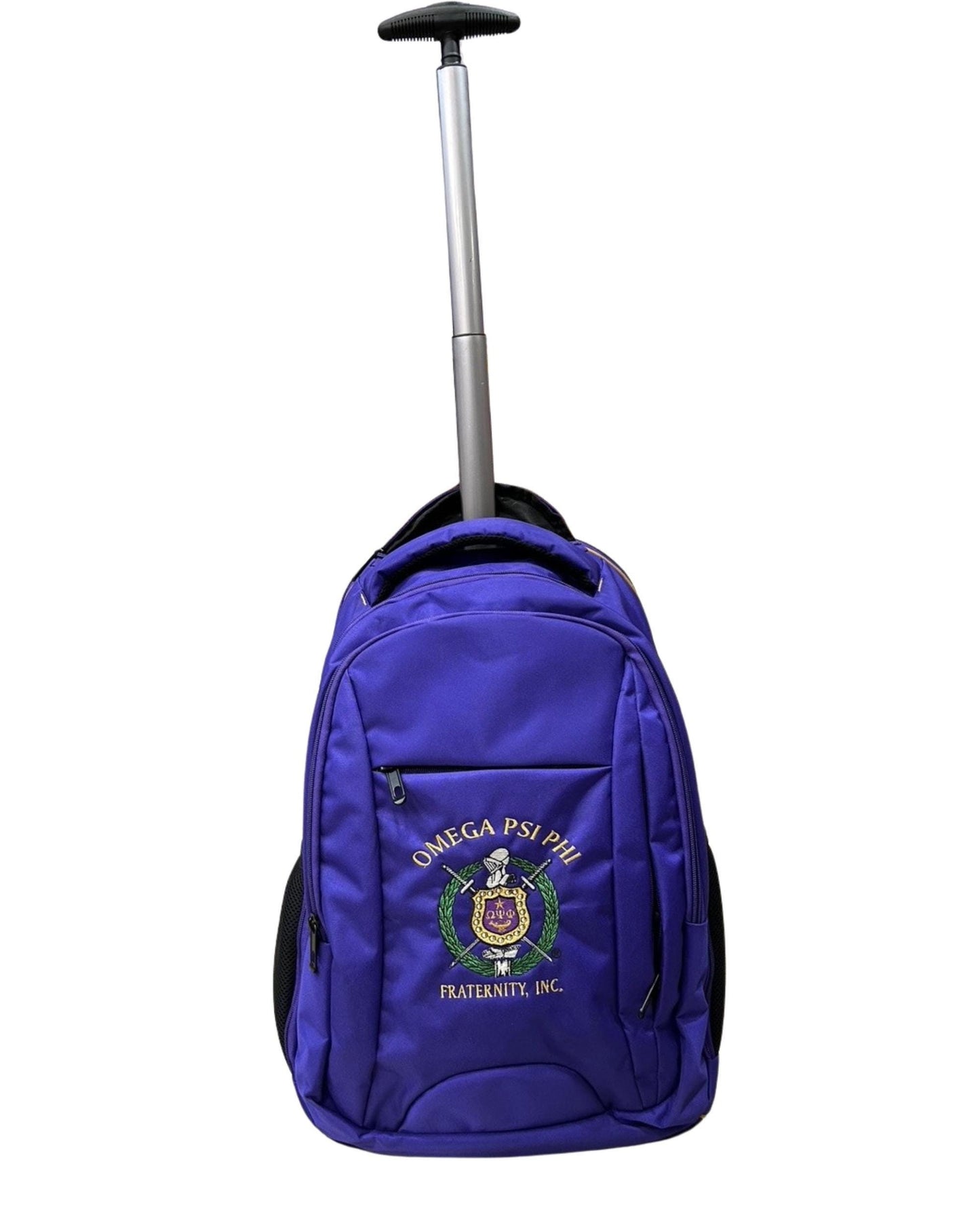 Omega Psi Phi (ΩΨΦ) Backpack on the wheels, with laptop sleeves and several zips to put your stuff, for Omega brothers who loves to travel