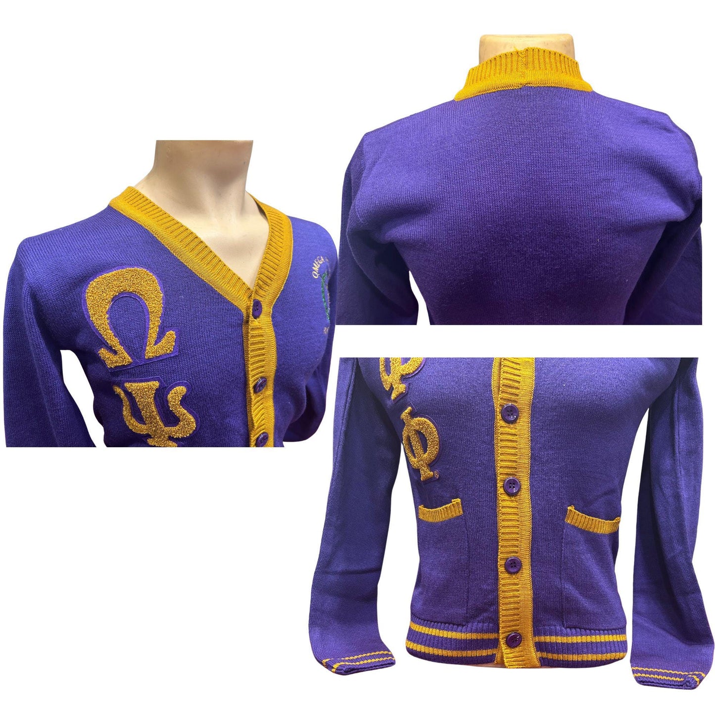 Omega Psi Phi (ΩΨΦ) Fraternity, Purple & Old gold Sweater/Cardigan- stay warm in Style