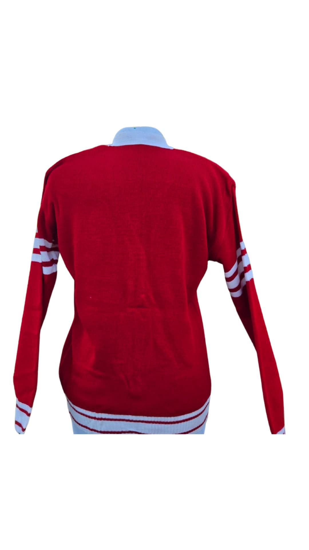 Delta Sigma Theta (ΔΣΘ) Red & White, 3 letter chenille Sweater/Cardigan for Delta Soror- stay warm in Style this WINTER Exclusive