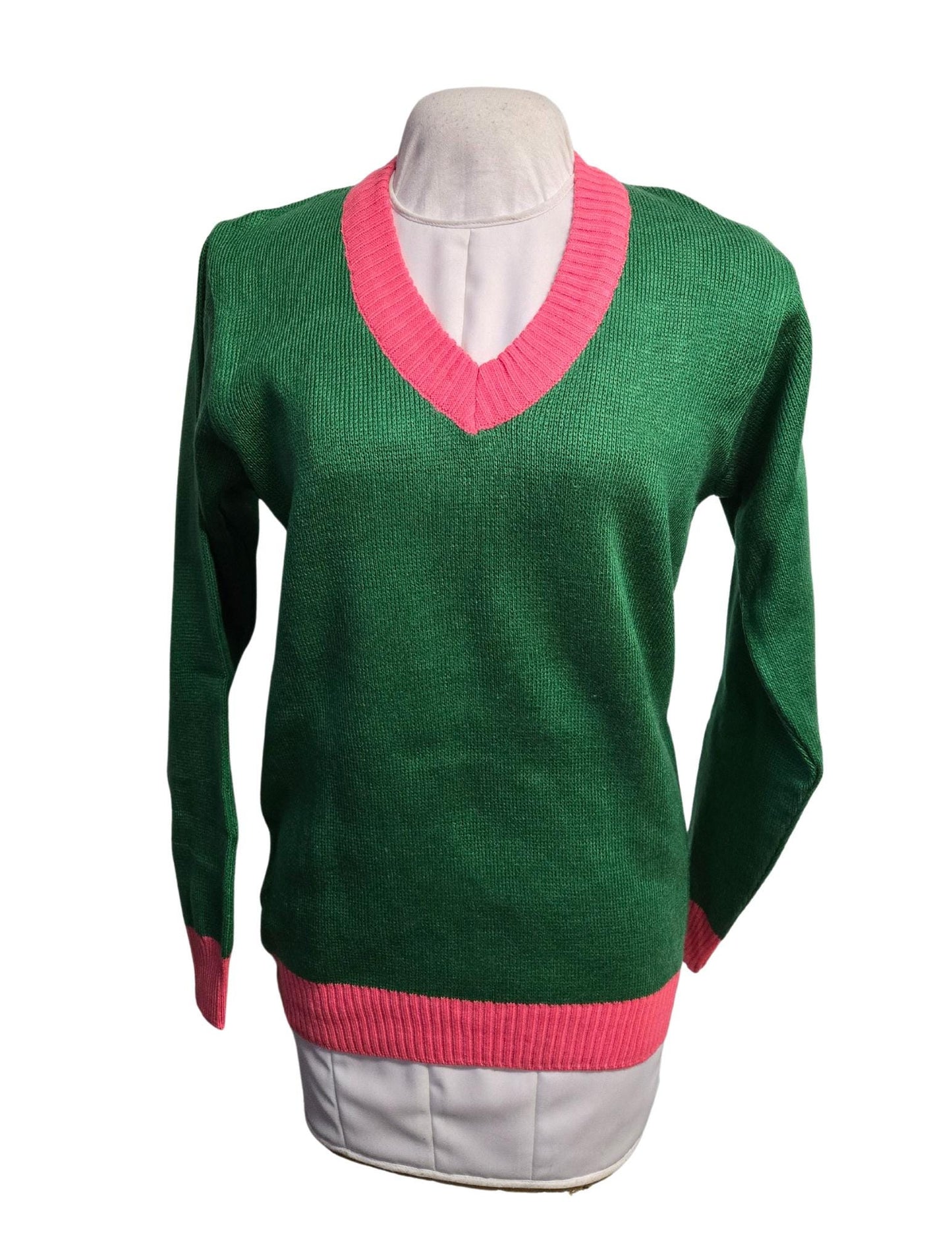 Green and Pink V-Neck Sweater/Cardigan stay warm in Style this WINTER- Exclusive Item for this winter!
