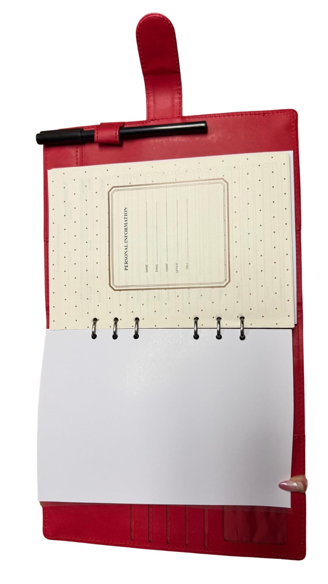 Delta Sigma Theta (ΔΣΘ) Sorority Artificial Leather Planner with calendar- organizational shield print on front Red Color 2025