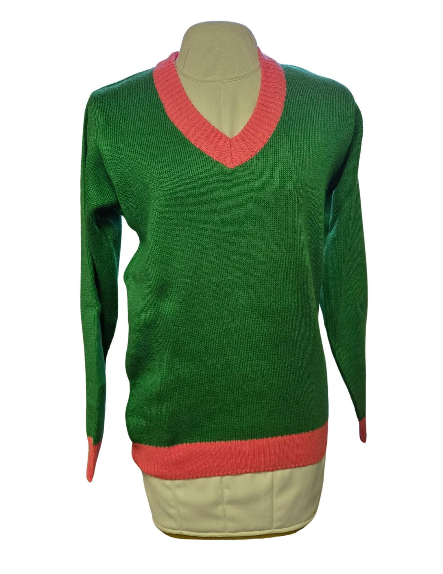 Green and Pink V-Neck Sweater/Cardigan stay warm in Style this WINTER- Exclusive Item for this winter!