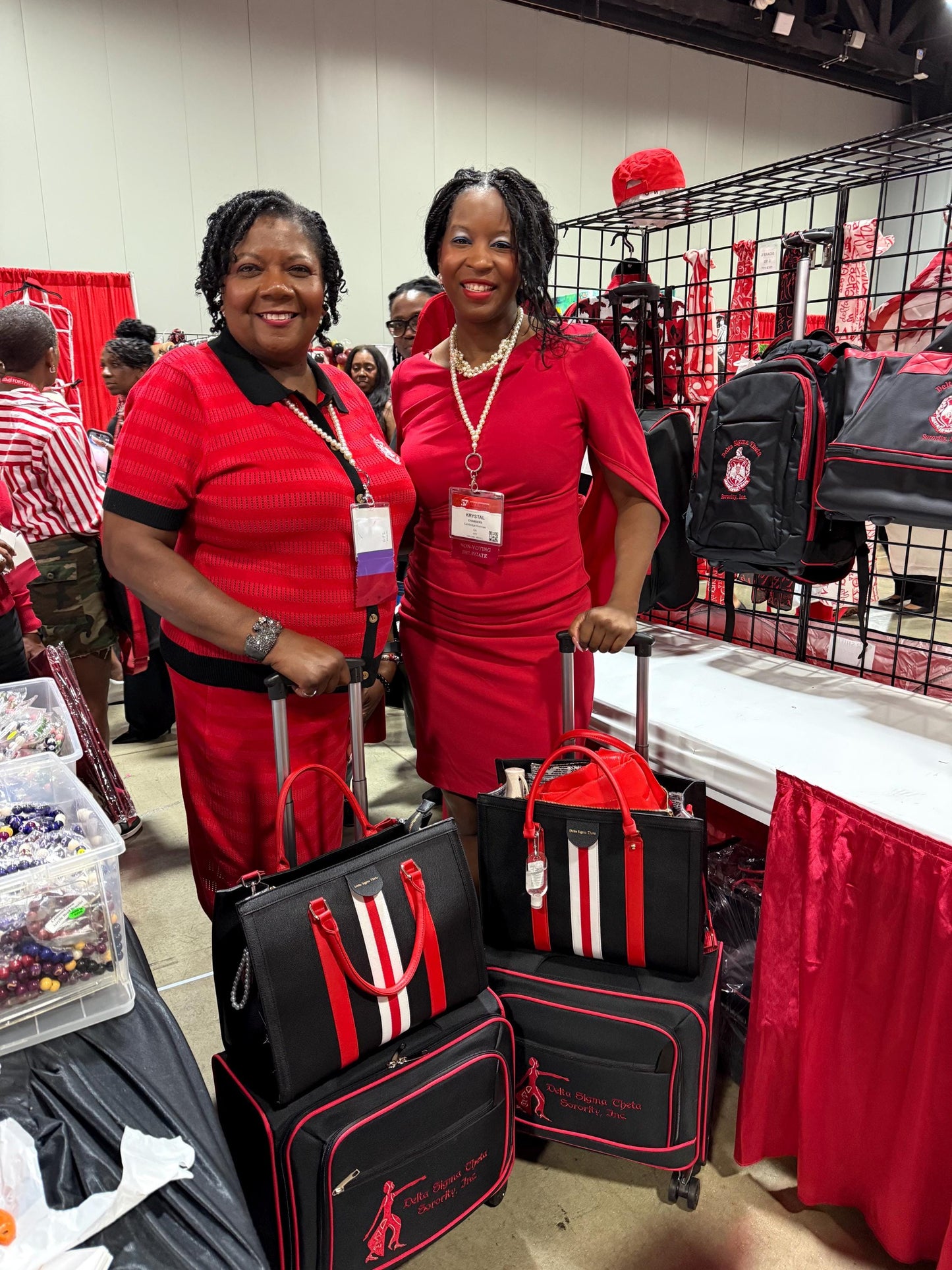 Delta Sigma Theta Laptop Trolley Bag: Red & Black Sorority Travel Luggage