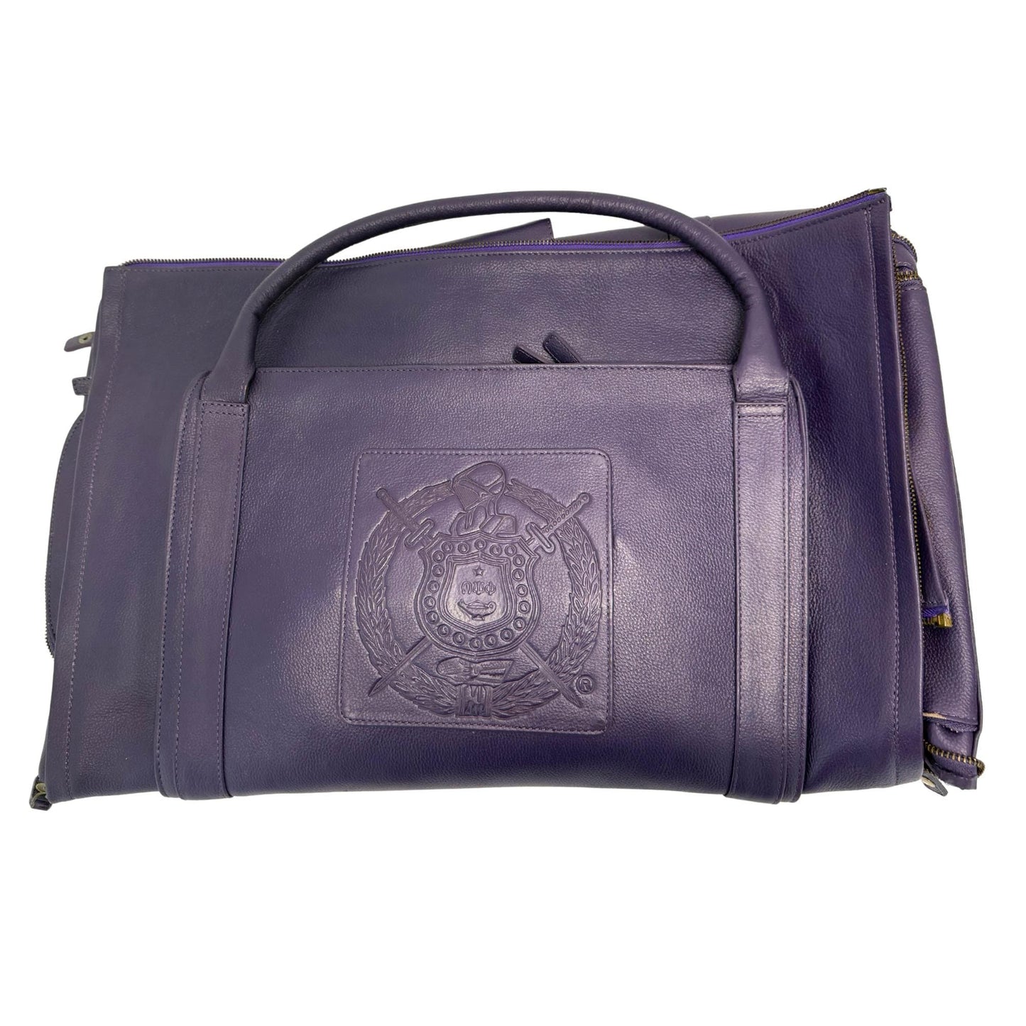 Omega Psi Phi Leather Garment Duffel Bag: Travel in Legacy