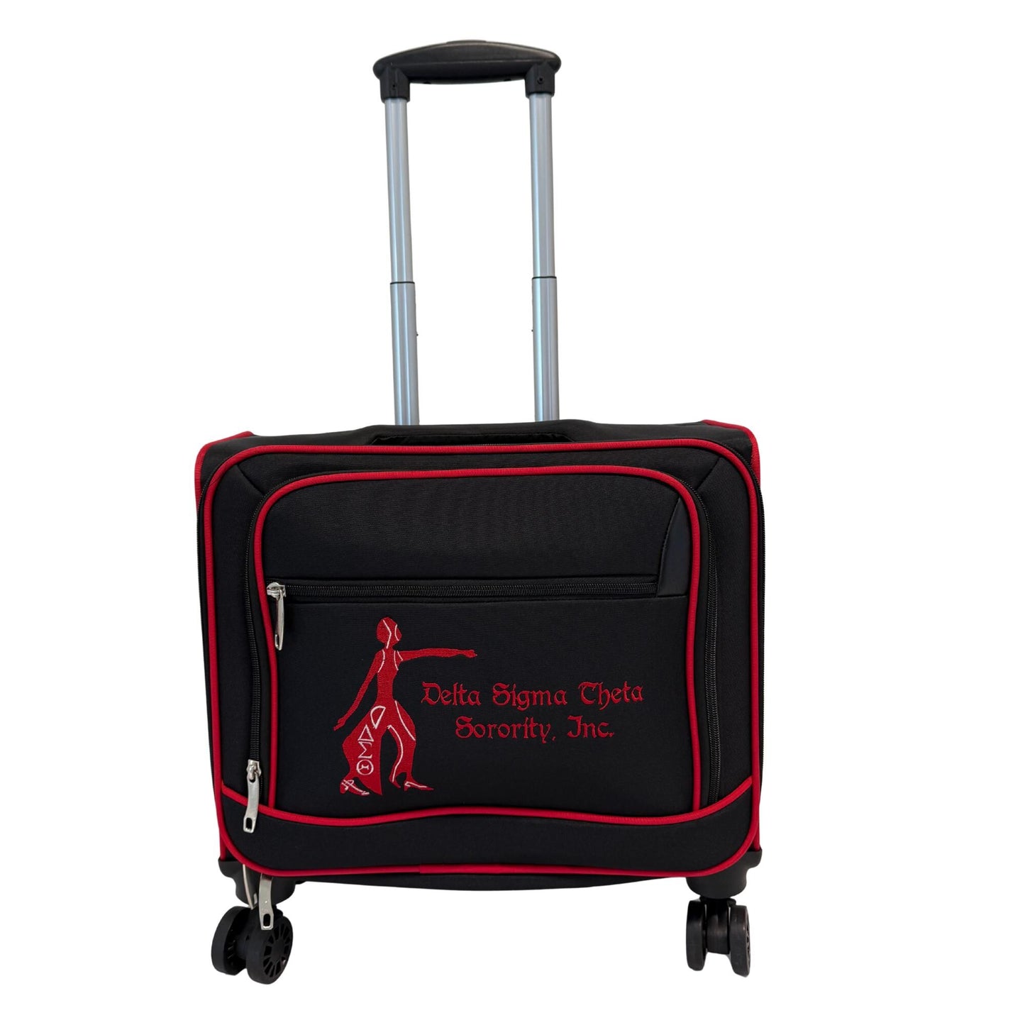 Delta Sigma Theta Laptop Trolley Bag: Red & Black Sorority Travel Luggage