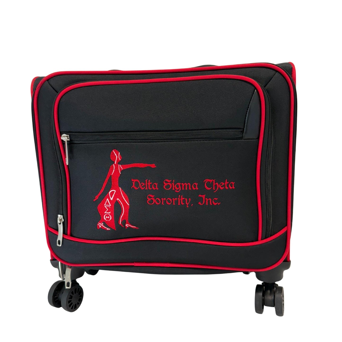 Delta Sigma Theta Laptop Trolley Bag: Red & Black Sorority Travel Luggage