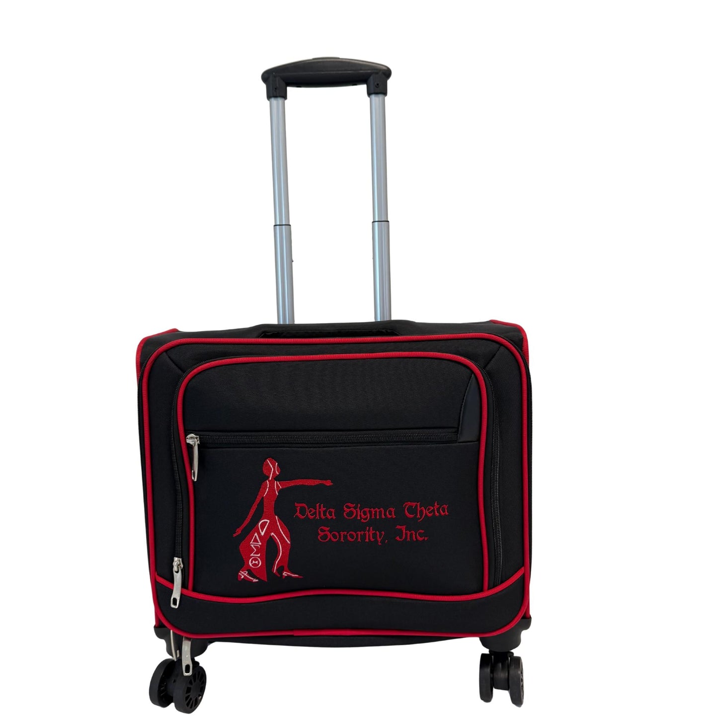 Delta Sigma Theta Laptop Trolley Bag: Red & Black Sorority Travel Luggage