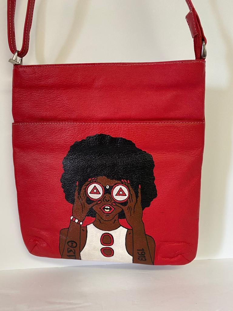 Red color Hand Painted shoulder bag 4