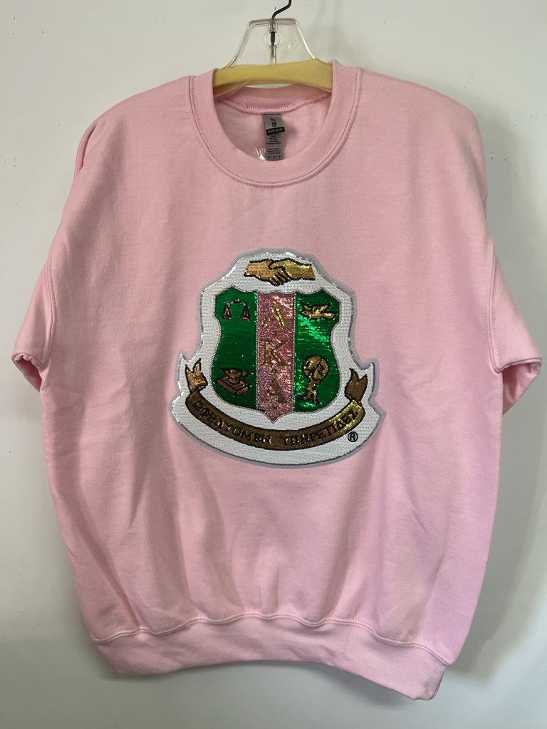 Alpha Kappa Alpha (AKA) Sweatshirts with Organization Shield on Front, 100% Cotton, Made in USA