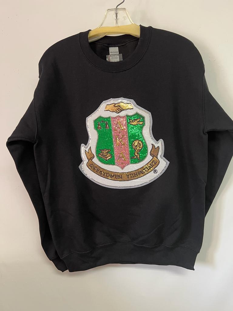 Alpha Kappa Alpha (AKA) Sweatshirts with Organization Shield on Front, 100% Cotton, Made in USA