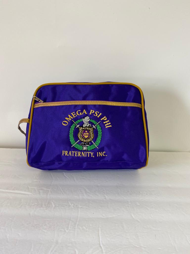 Omega Psi Phi Fraternity Royal Purple Old Gold Toiletry Bag Shaving Travel Kit Polyester PVC Coated For Men Authorized Vendor