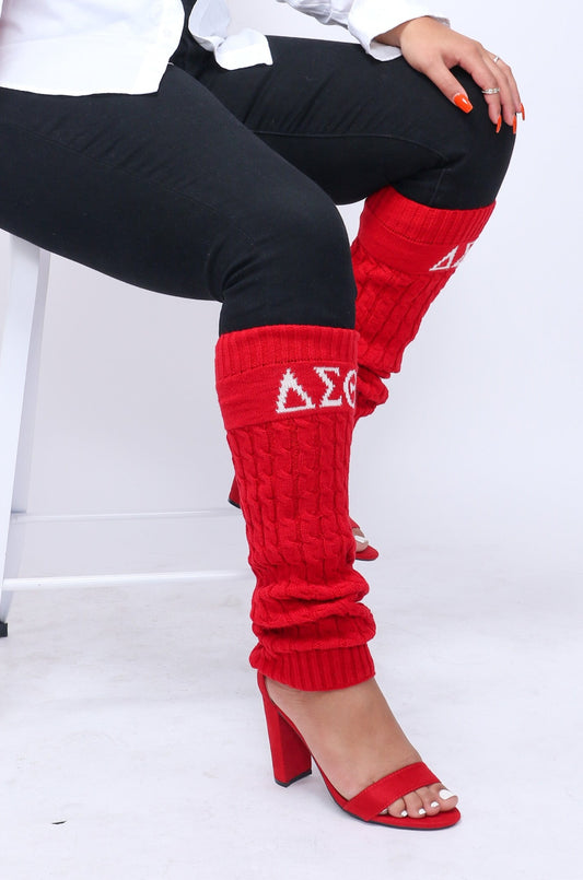 Delta Sigma Theta (ΔΣΘ) Sorority Red Color hand Knitted Leg Warmers, Warm Socks In Autumn And Winter For Women, Made in India