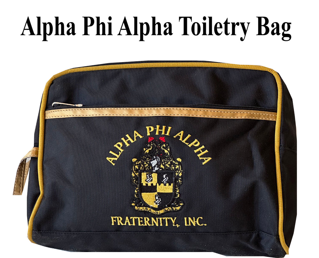 Alpha Phi Alpha (ΑΦΑ) Fraternity Black Toiletry Bag/ Shaving/ Travel Kit Polyester PVC Coated, For Men.
