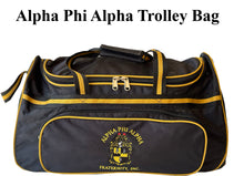 Load image into Gallery viewer, Alpha Phi Alpha Fraternity Black &amp; Old Gold color Trolley/ Duffle/ Luggage Bag for travelling.
