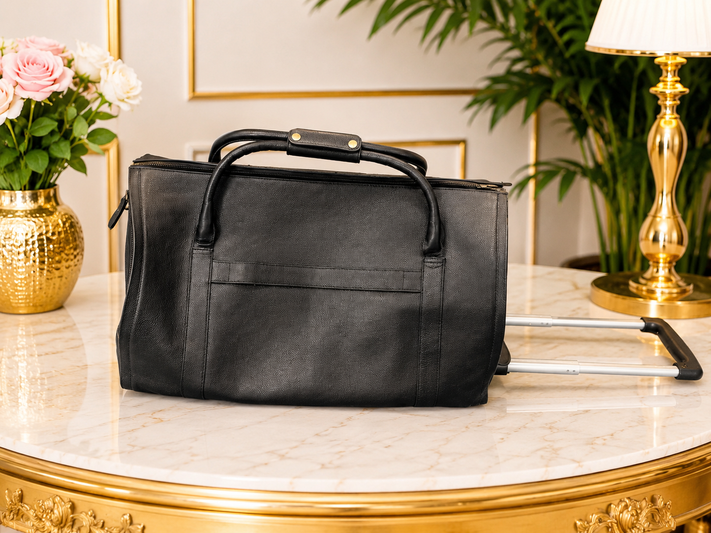 Alpha Kappa Alpha Genuine Leather 360° Garment Bag with Wheels | Convertible Garment Bag to Duffel Trolley