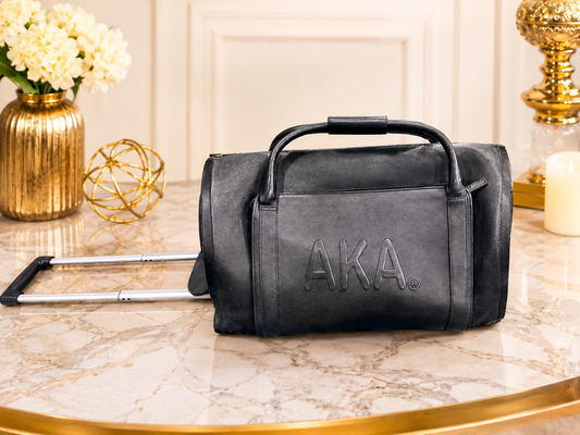 Alpha Kappa Alpha Genuine Leather 360° Garment Bag with Wheels | Convertible Garment Bag to Duffel Trolley