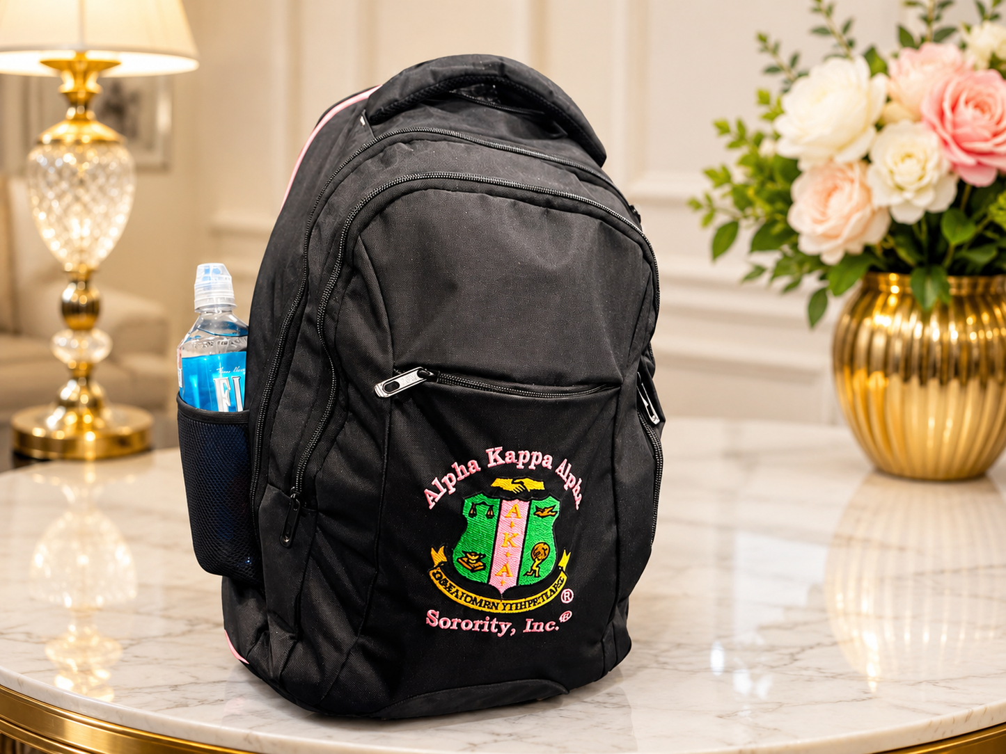 Alpha Kappa Alpha Rolling Backpack with Wheels & Shoulder Straps | AKA Carry-On Backpack