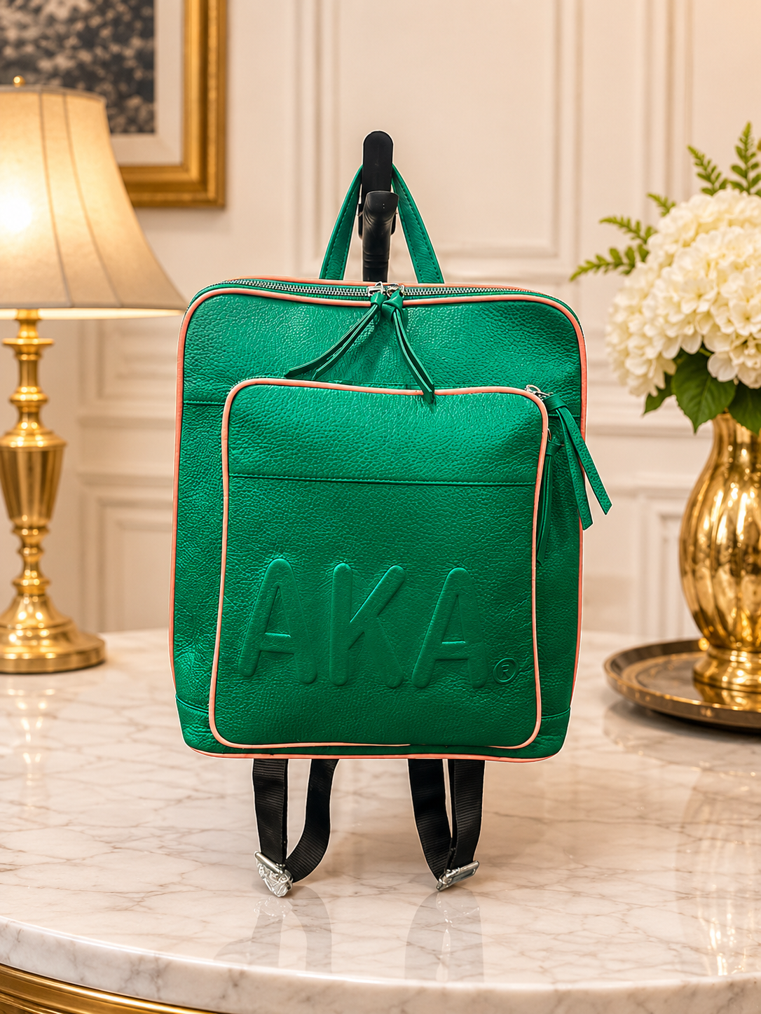 Alpha Kappa Alpha Genuine Cowhide Leather Backpack | Premium AKA Travel, Work & Everyday Backpack