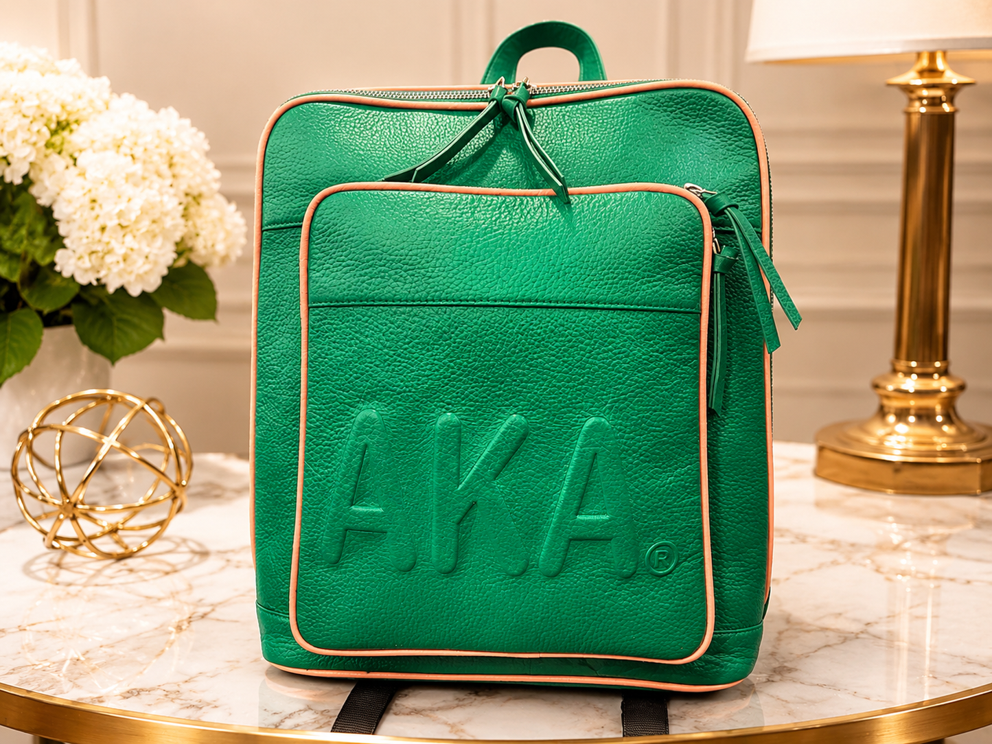Alpha Kappa Alpha Genuine Cowhide Leather Backpack | Premium AKA Travel, Work & Everyday Backpack