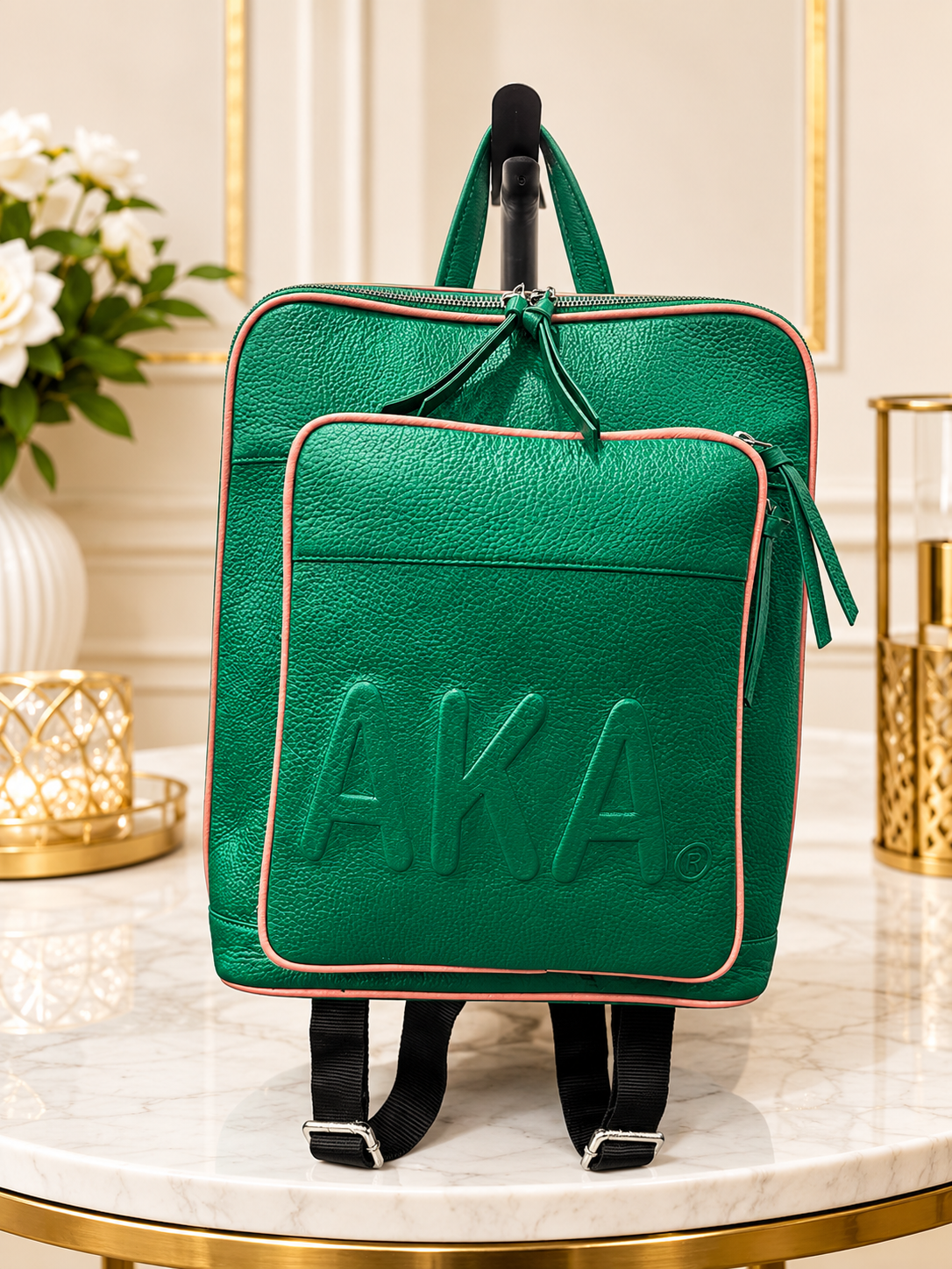 Alpha Kappa Alpha Genuine Cowhide Leather Backpack | Premium AKA Travel, Work & Everyday Backpack