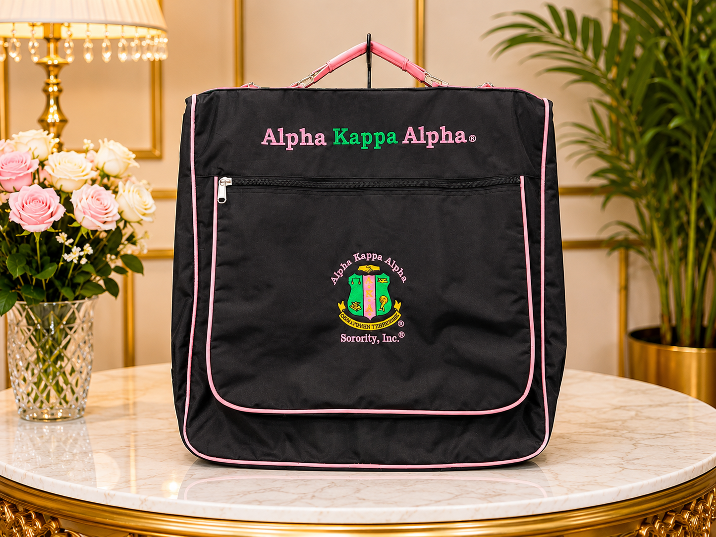 Alpha Kappa Alpha (AKA) Sorority Polyester PVC Coated Garment Bag for travelling- suitable for all sort of clothing & accessories.