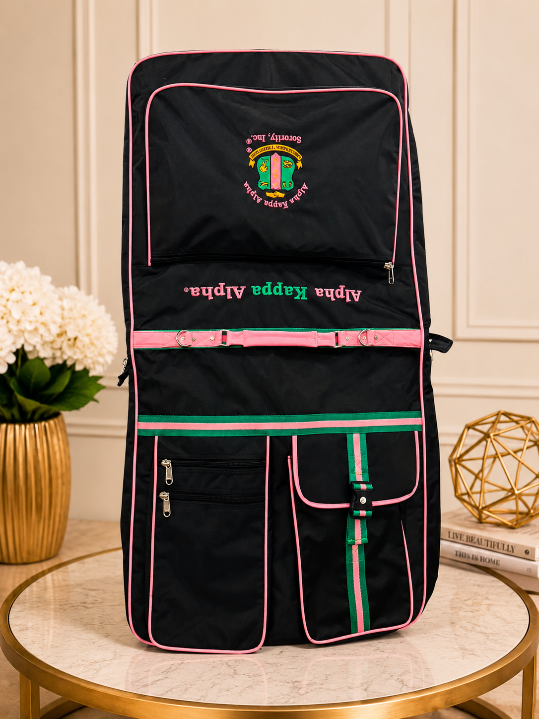 Alpha Kappa Alpha (AKA) Sorority Polyester PVC Coated Garment Bag for travelling- suitable for all sort of clothing & accessories.