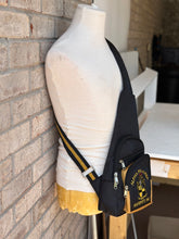 Load image into Gallery viewer, Alpha Phi Alpha (ΑΦΑ) Fraternity, single Shoulder Crossbody Sling/Shoulder bag with USB Port, Embroidered Organizational Shield in Front

