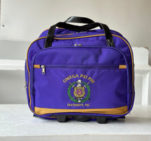 Load image into Gallery viewer, Omega Psi Phi Fraternity Royal Purple &amp; Old Gold color Laptop with Trolley- Luggage/cabin Bag for travelling.- authorized vendor
