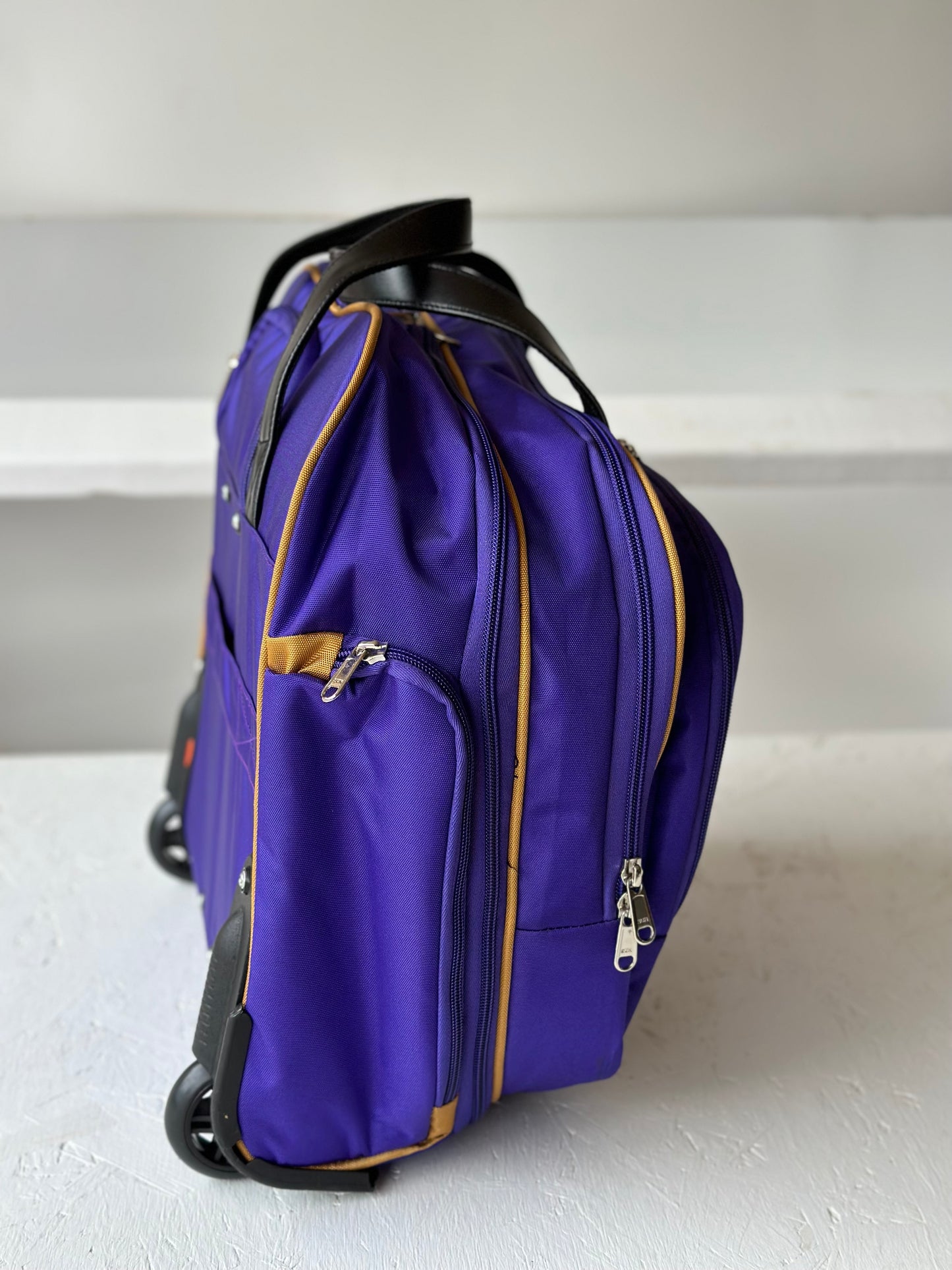 Omega Psi Phi Fraternity Royal Purple & Old Gold color Laptop with Trolley- Luggage/cabin Bag for travelling.- authorized vendor