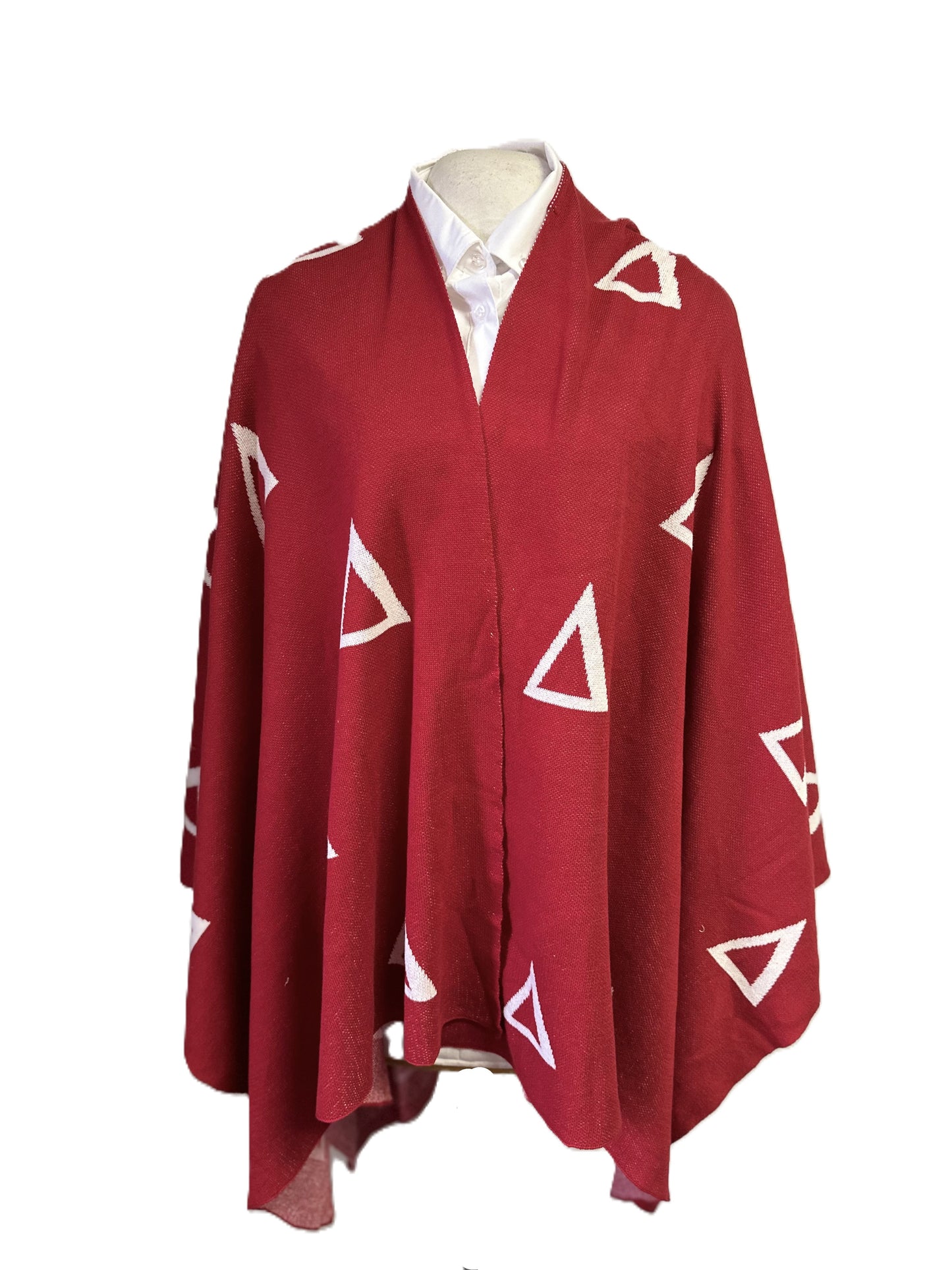 Delta Sigma Theta DST Red & White, Cozy Wrap/cape/shrug/poncho For Women, Size Fits All, Stylish, Made in INDIA
