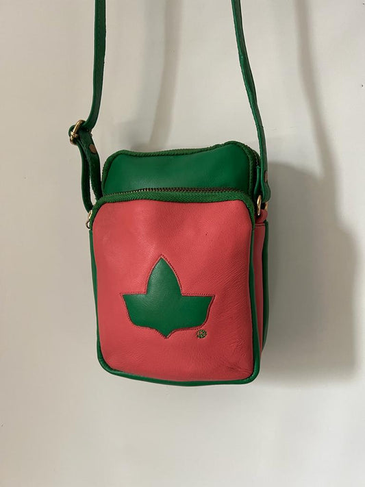 Alpha Kappa Alpha (AKA) Pink & Green Leather Ladies Purse/ Crossbody/ Sling Bag/'Shoulder Bag For Women, Made in India.