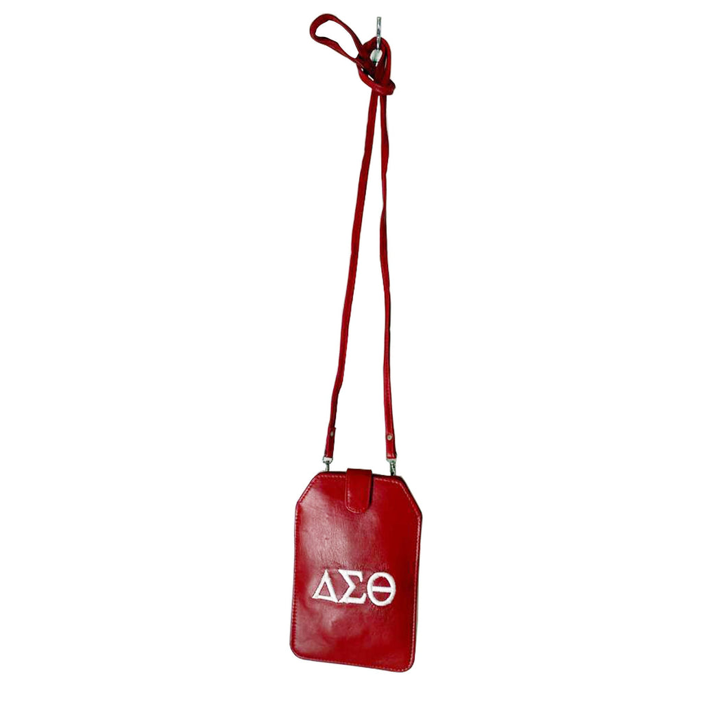 Delta Sigma Theta (DST) Red color pure Lamb Leather Sling/Purse for Delta Women, with adjustable string, Made in India